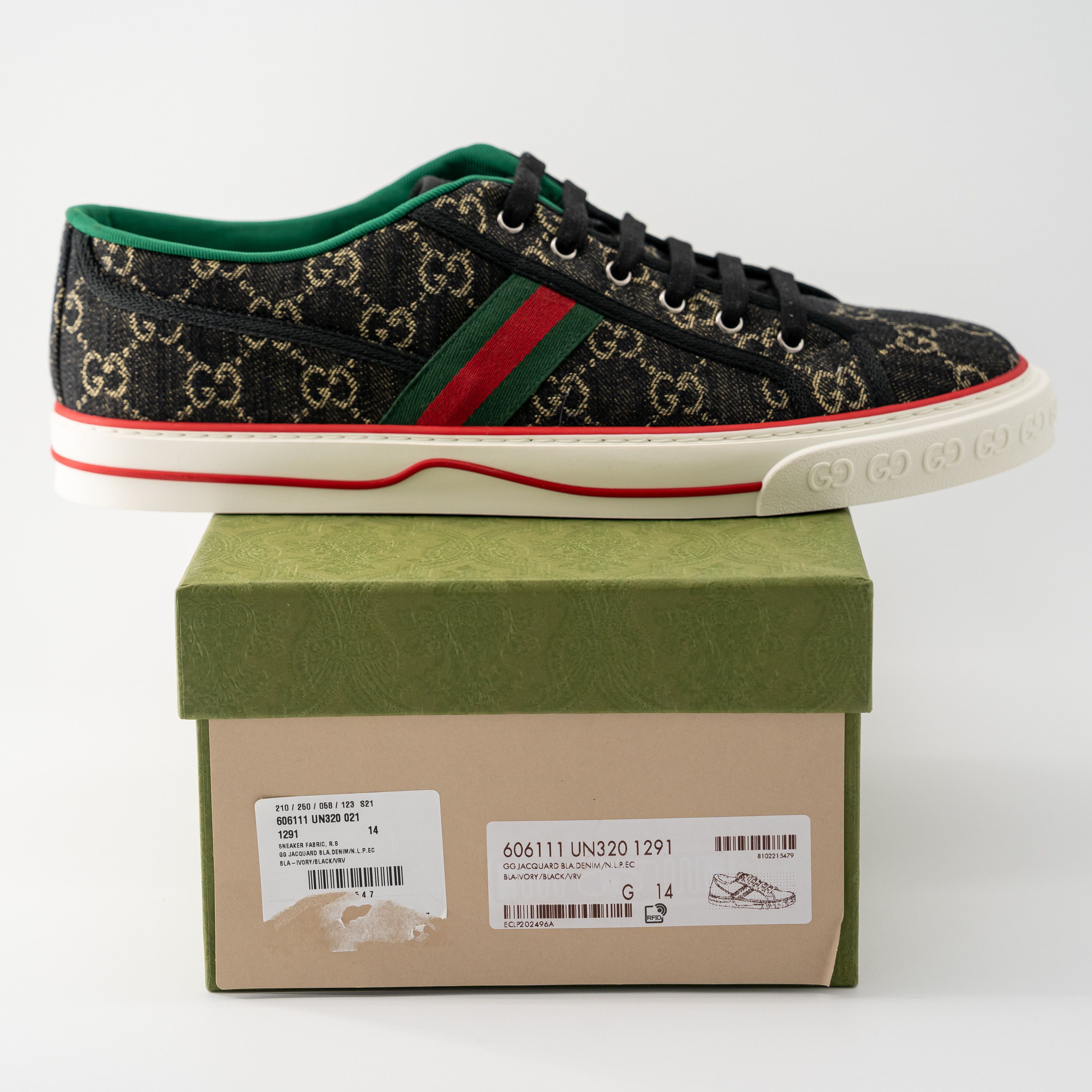 Gucci size 14G - Gucci Tennis Black Denim Sneakers GG print Size US 14 / EU 47 - 9 Thumbnail