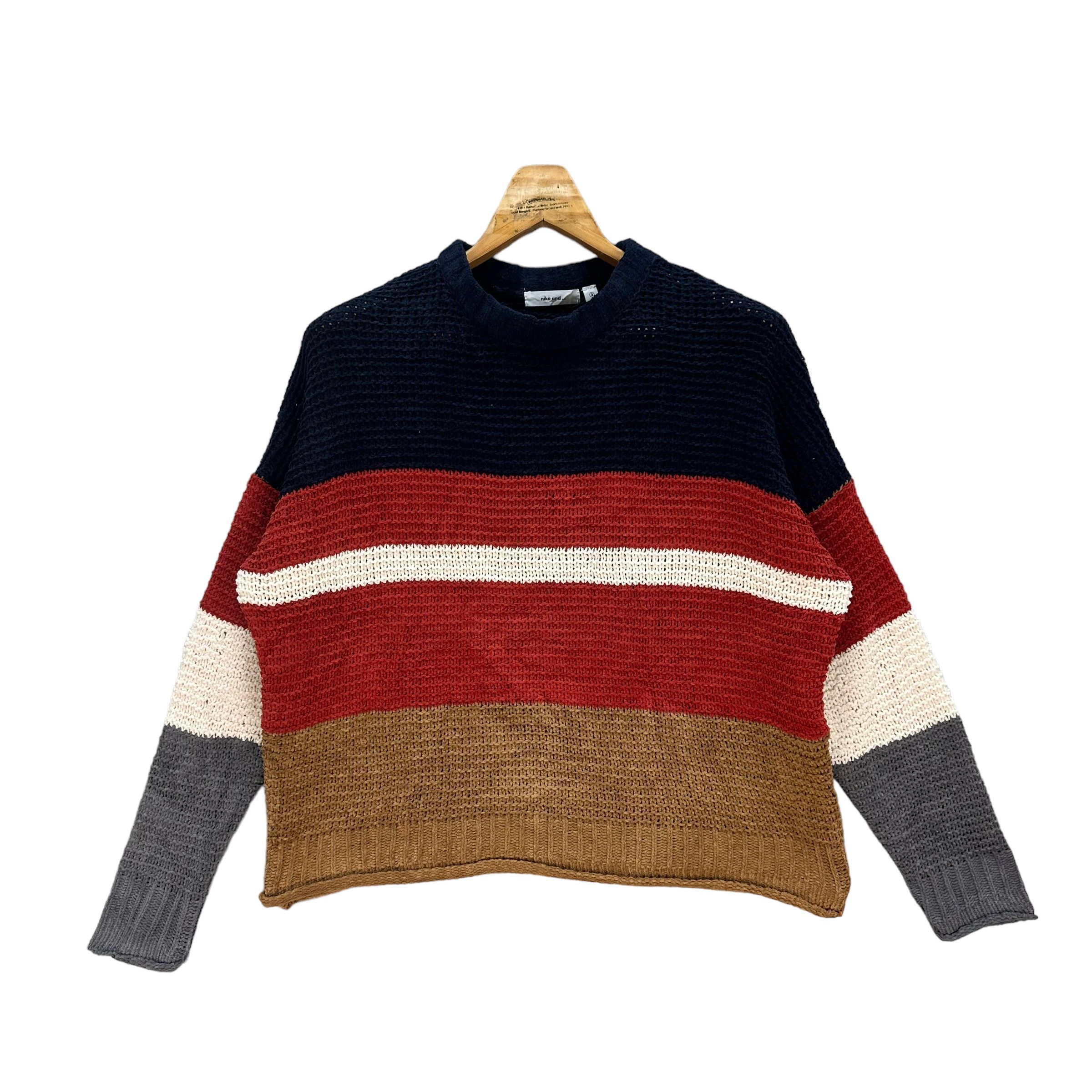 Japanese Brand NICO AND ... COLORBLOCK KNITTED SWEATER #8426-008 Size M / US 6-8 / IT 42-44 - 1 Thumbnail