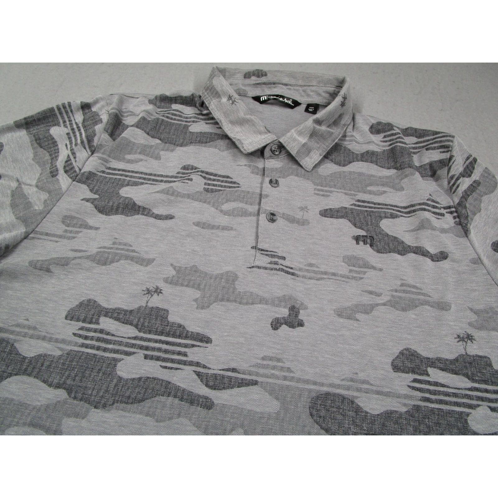 TravisMathew TravisMathew Polo Shirt Mens 3XL Gray Camo Golf Pima Cotton Recycled Polyester Size US XXL / EU 58 / 5 - 2 Thumbnail