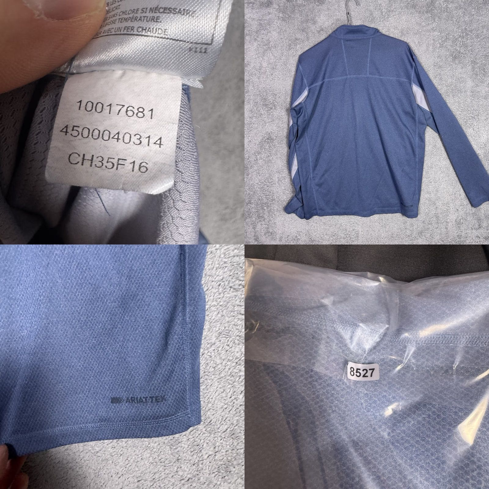 Ariat Ariat Tek Cold Series Mens L 1/4 Zip Pullover Fitted Sweatshirt Workwear Utility Blue Logo Solid 1/4 Zip Pullover Mens Size US L / EU 52-54 / 3 - 8 Thumbnail