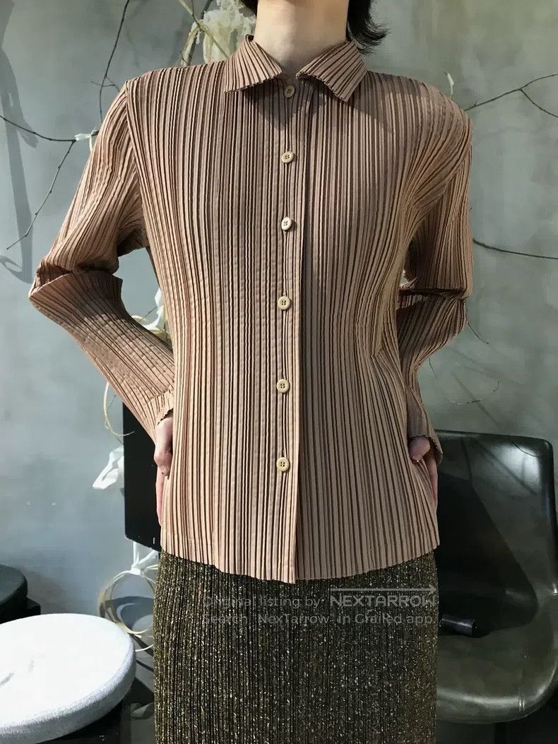 Issey Miyake Issey Miyake Main Line Latte Ruched Shirt Size S / US 4 / IT 40 - 1 Thumbnail