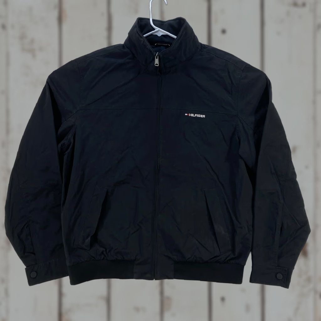 Tommy Hilfiger VINTAGE Tommy Hilfiger Hooded Black Nylon Jacket Full Zip Mens XL with Pockets Size US XL / EU 56 / 4 - 1 Thumbnail