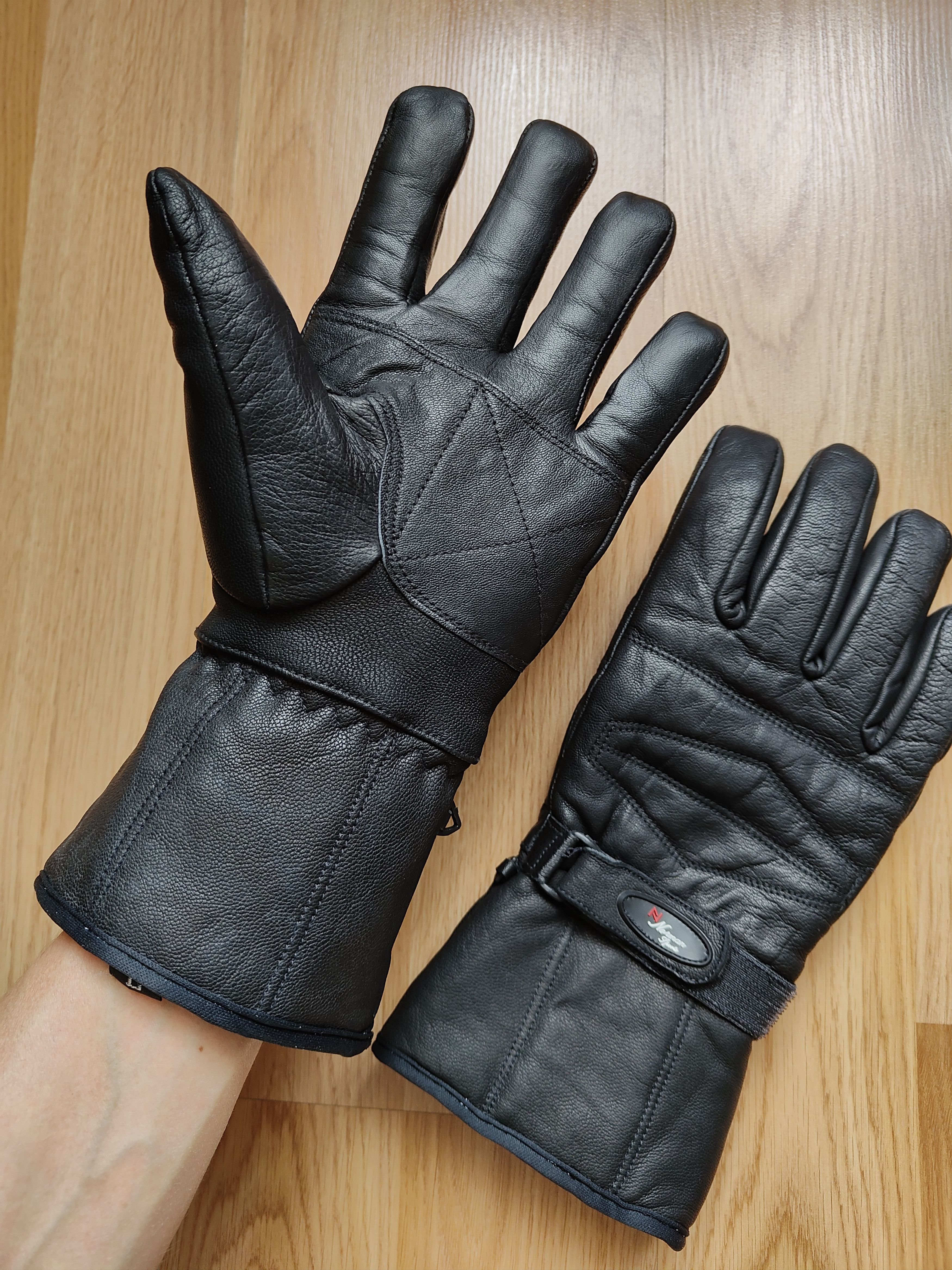 Genuine Leather Men's leather gloves winter gloves motorcycle gloves ski Size ONE SIZE - 3 Thumbnail