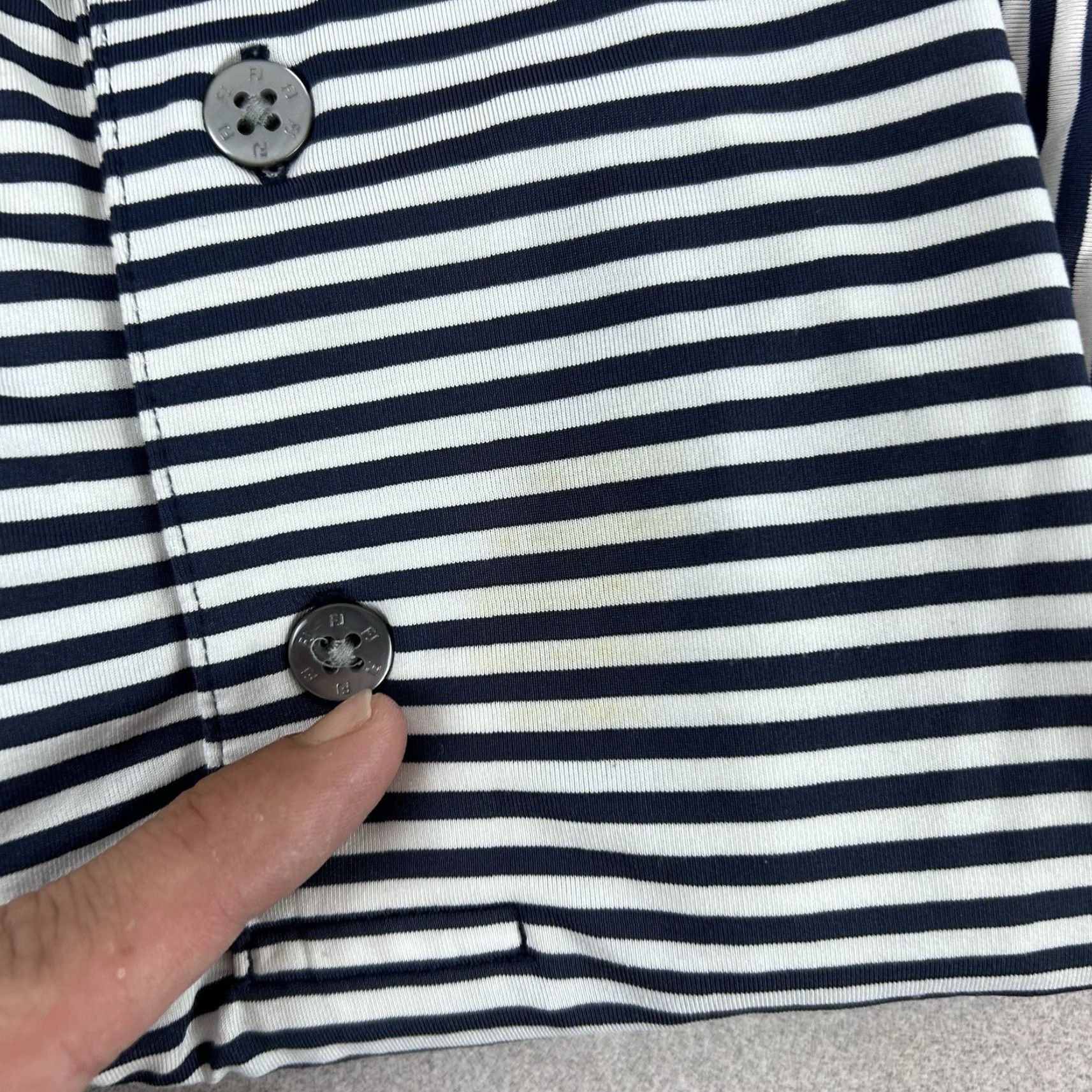 Footjoy Footjoy Polo Shirt Large Blue White ProDry Performance Lisle Golf *Stain Size US L / EU 52-54 / 3 - 5 Thumbnail
