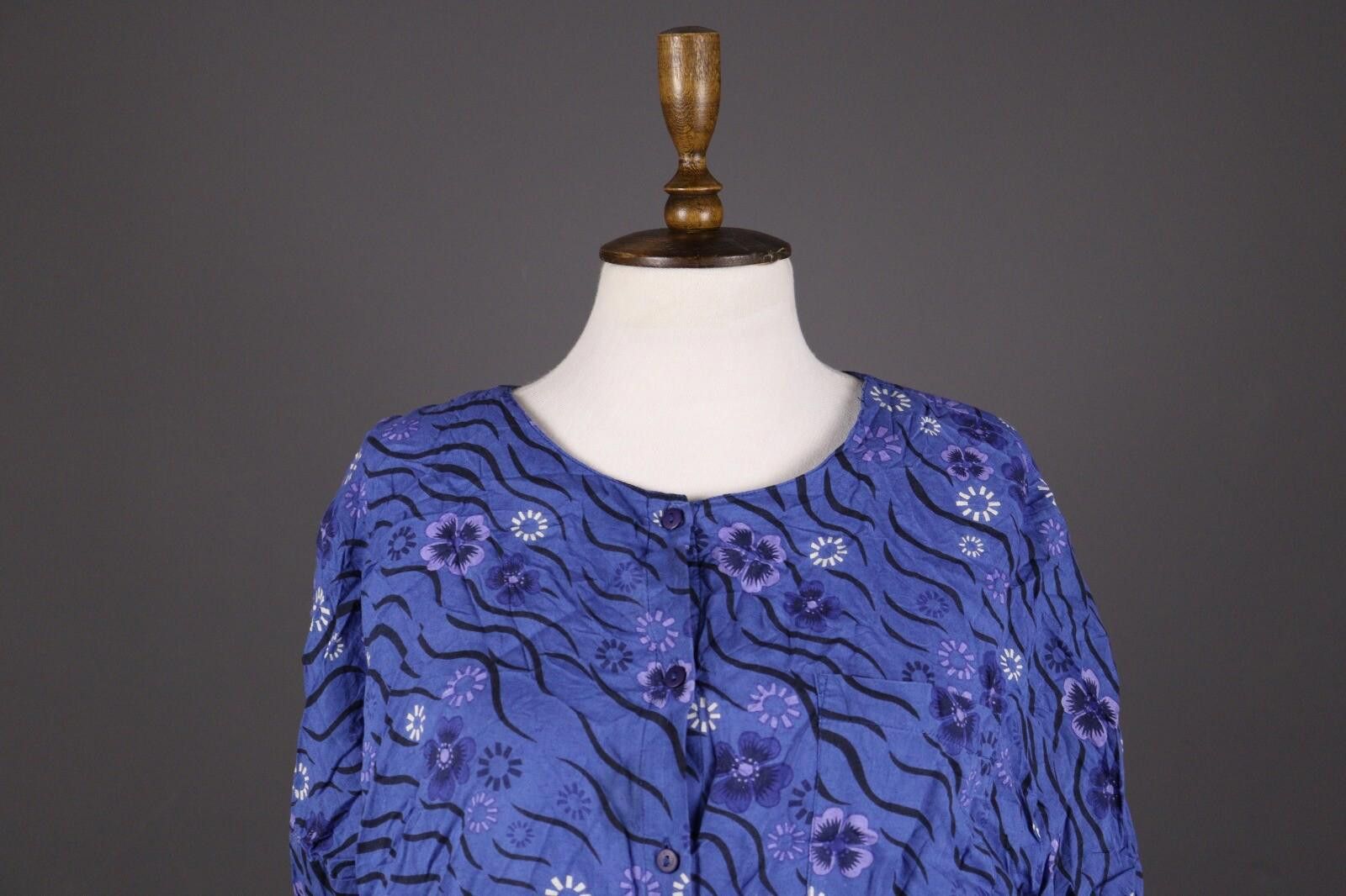 Designer Gudrun Sjode Blue Floral Print Textured Cardigan Size L Size L / US 10 / IT 46 - 2 Thumbnail