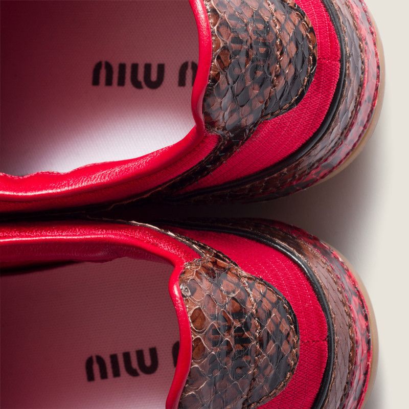 Miu Miu o1B3y1r0526 Gymnasium Technical Fabric Python-Print Sneakers Size US 9 / IT 39 - 3 Thumbnail