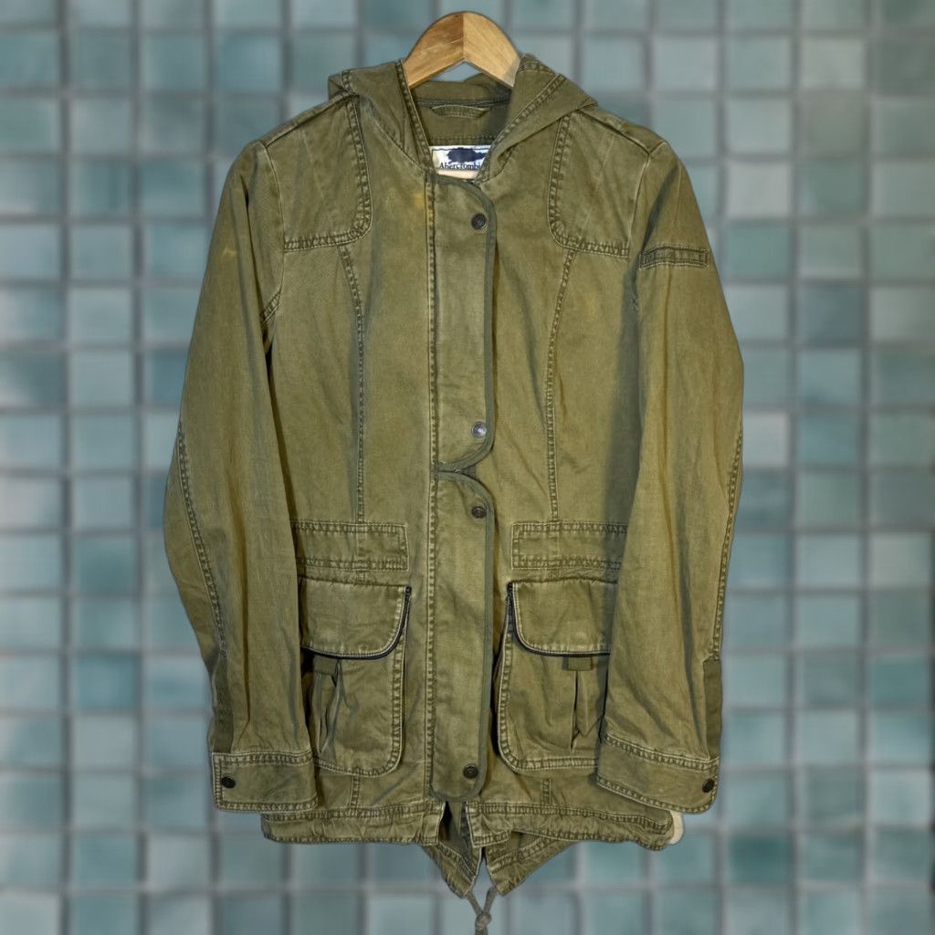 Abercrombie & Fitch Abercrombie & Fitch Utility Outerwear Jacket Hooded Medium Military Green Size M / US 6-8 / IT 42-44 - 1 Thumbnail