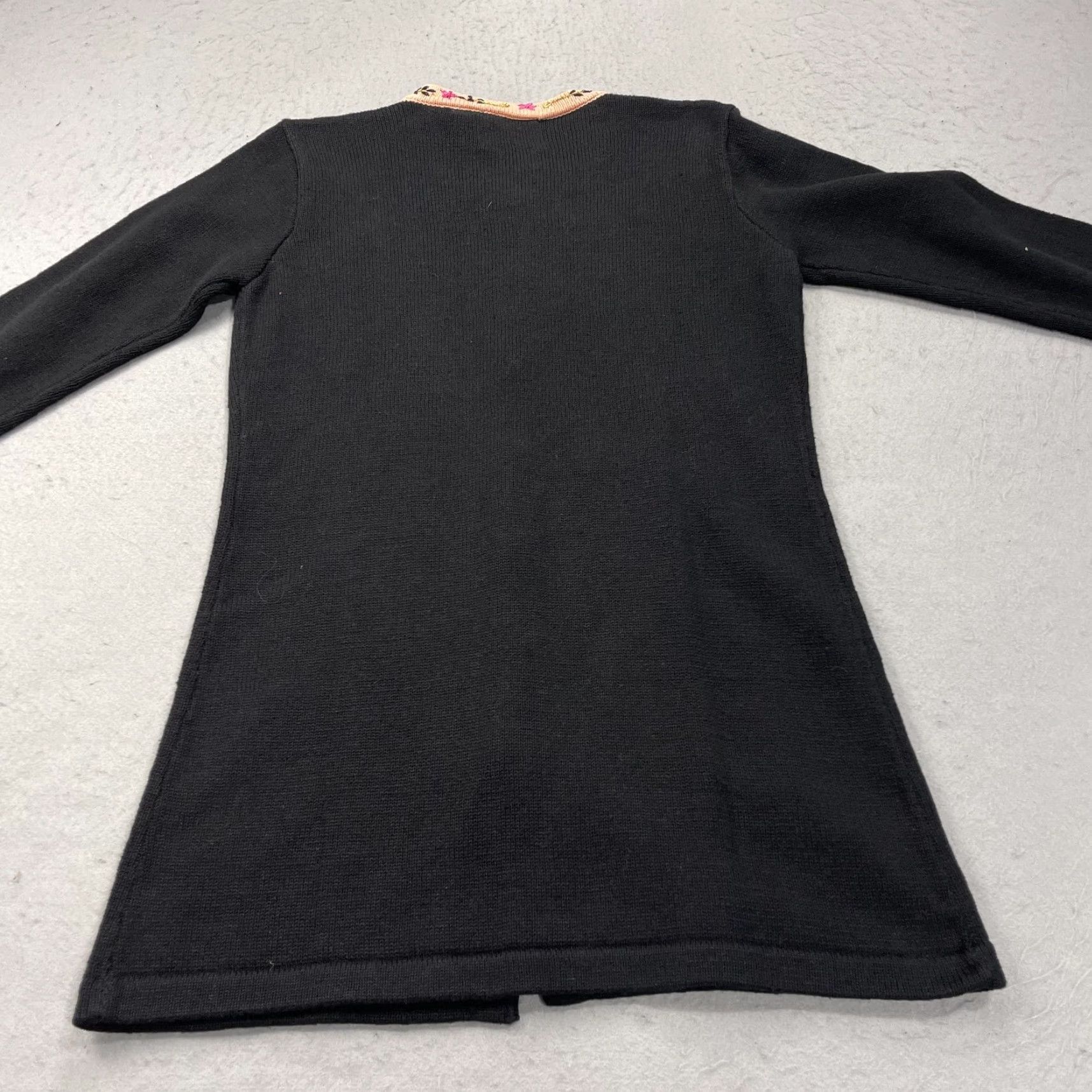 Vintage Storybook Knits Cardigan Sweater Women's Black Floral Embroidered Button-Front Crew Neck Small Knit Autumn Fall - Mens? Size S / US 4 / IT 40 - 6 Thumbnail