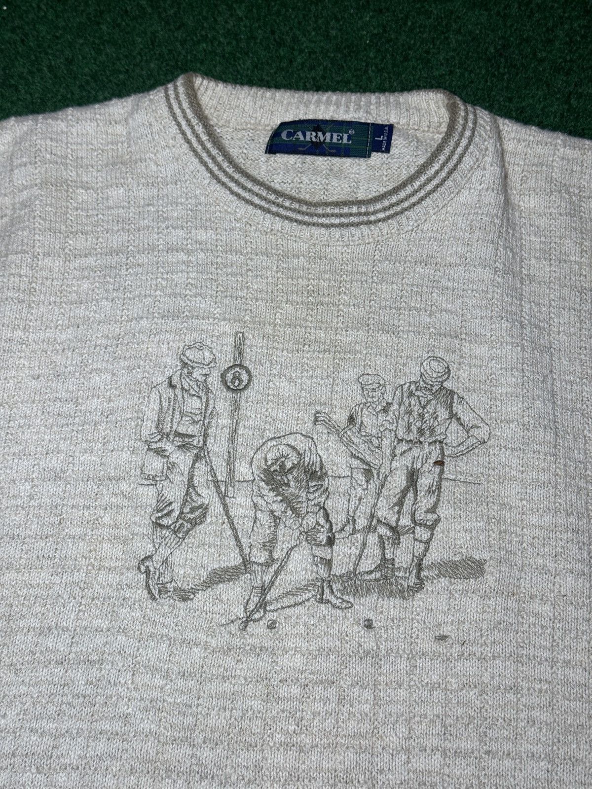 Vintage Caramel Golf Pullover Large Knit Crewneck Sweater Sweatshirt Size US L / EU 52-54 / 3 - 2 Thumbnail
