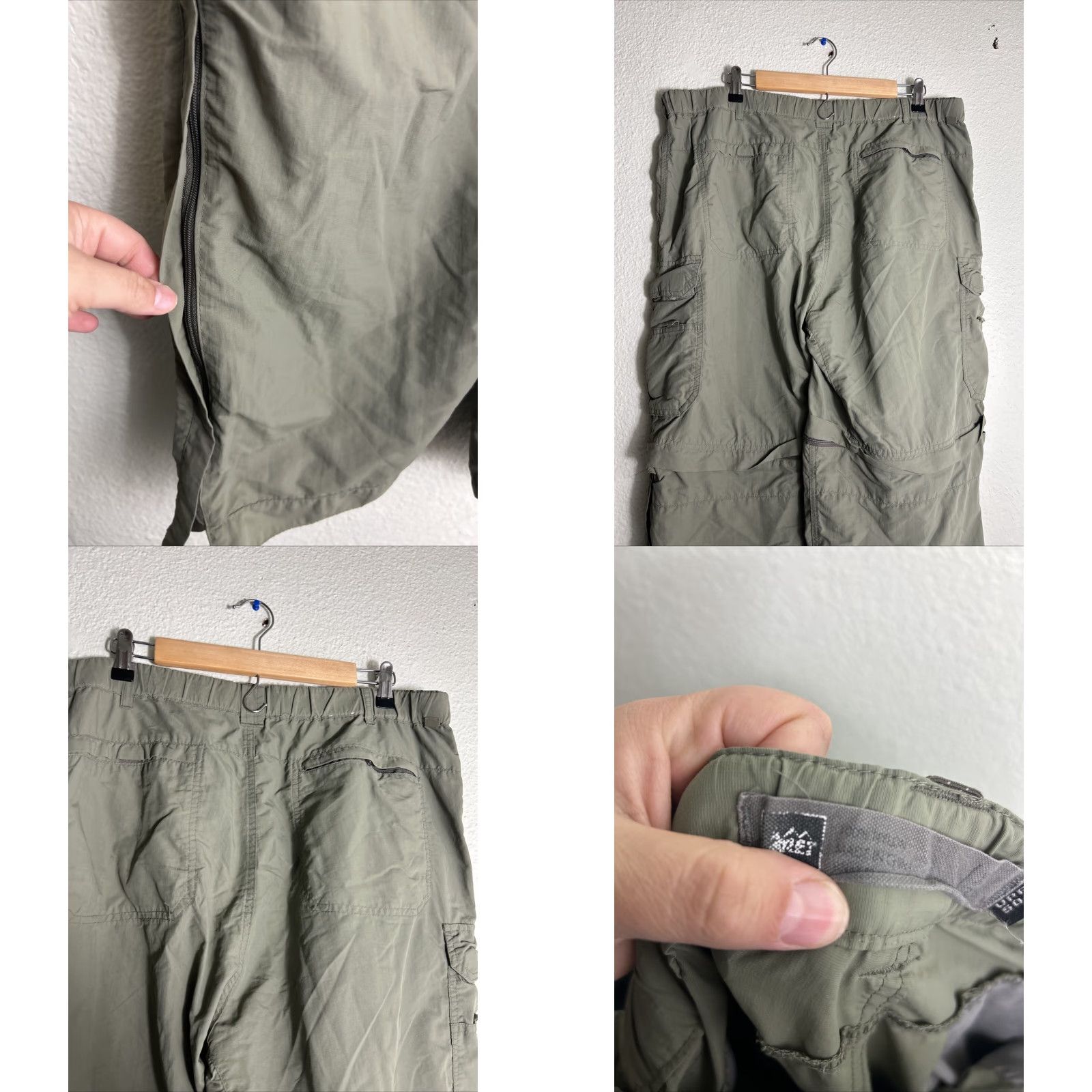 Vintage REI Mens XL Convertible Cargo Pants Olive UPF 50+ 40x32 Hole Green Cargo Pants Mens XL Size US 36 / EU 52 - 9 Thumbnail
