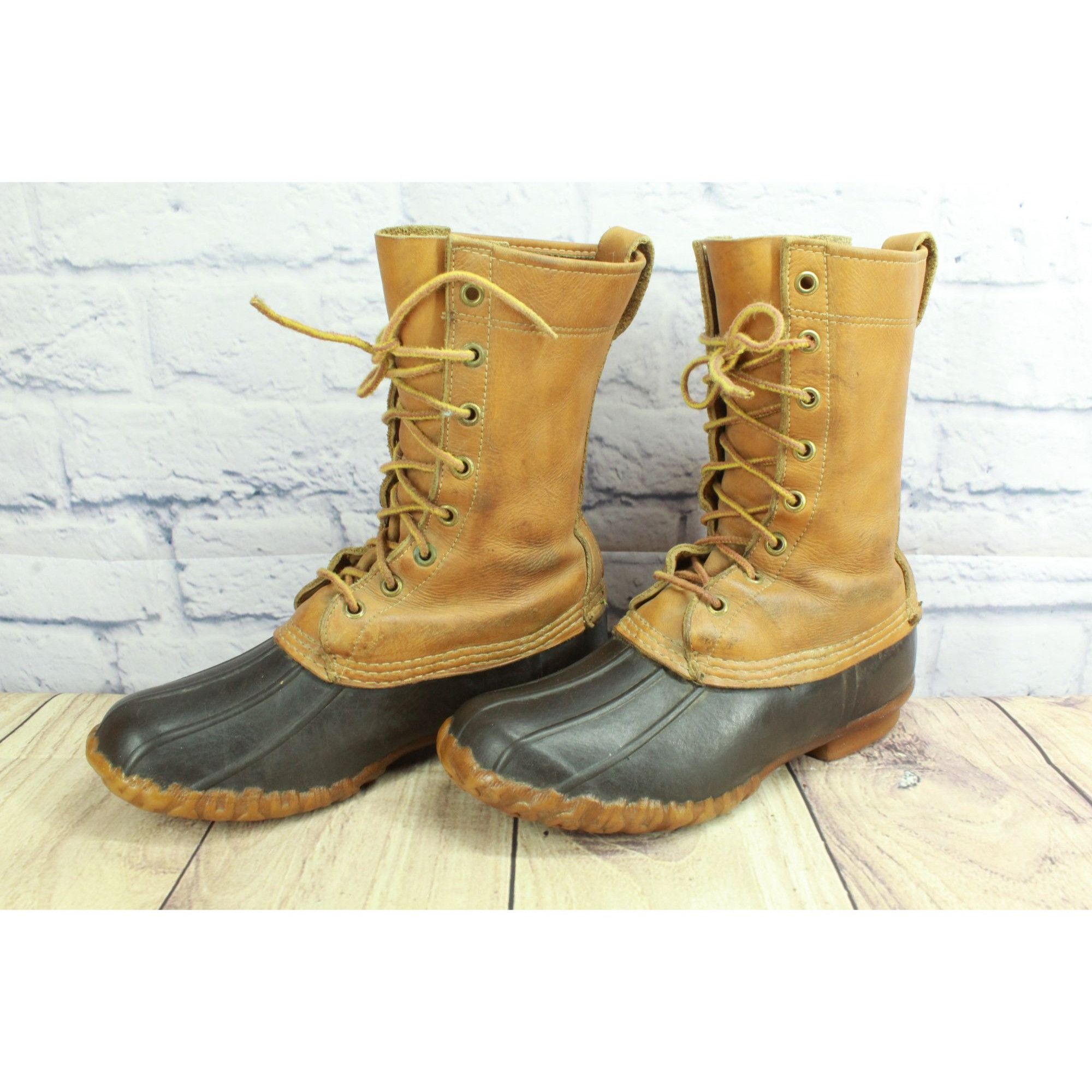 L.L. Bean × Leather Vintage LL Bean Leather Unlined Mid Calf Hunting Duck Boots Size US 5 / IT 35 - 2 Thumbnail