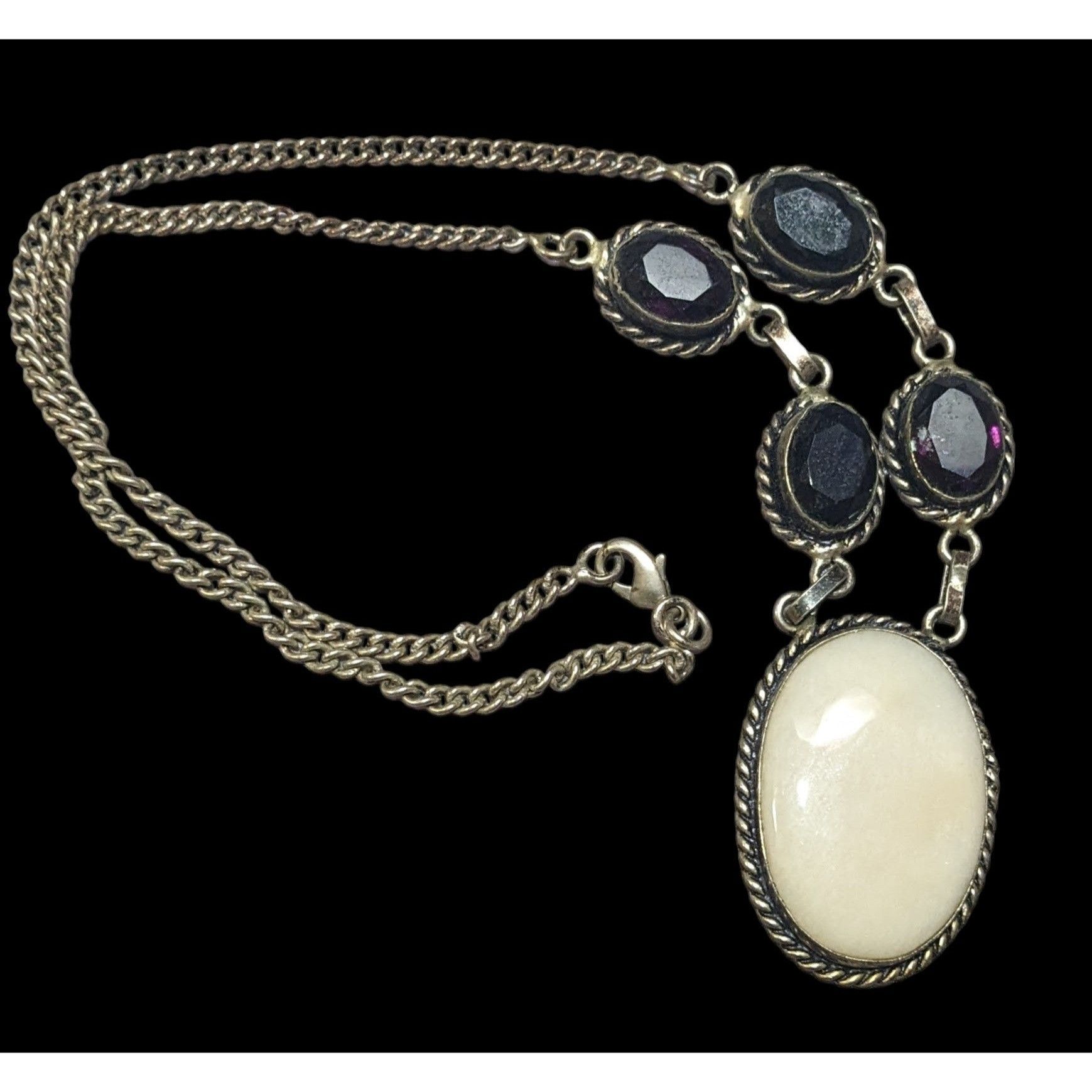 Other Vintage Sterling Silver Multi Gemstone Romantic Necklace Size ONE SIZE - 1 Thumbnail
