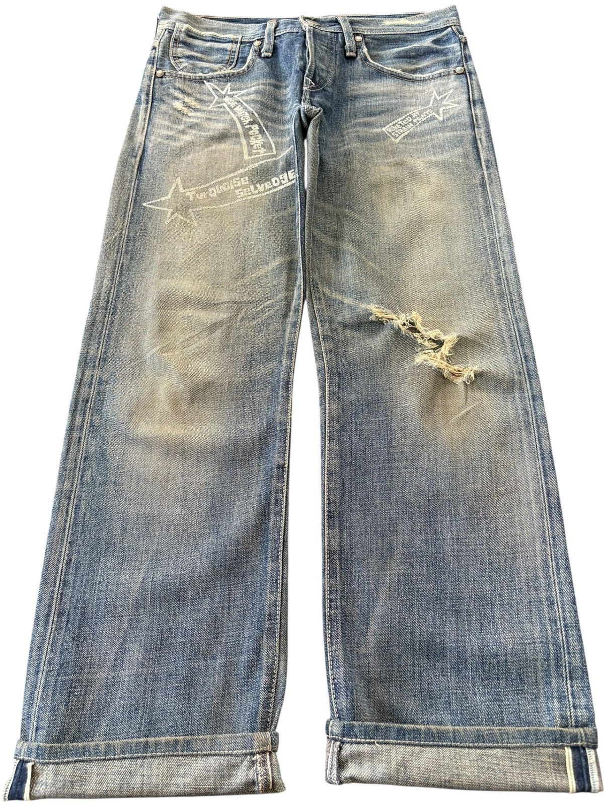 Levi's Vintage 90s Levis 805 Special Turquoise Selvedge Loose Jeans Size US 28 / EU 44 - 1 Thumbnail