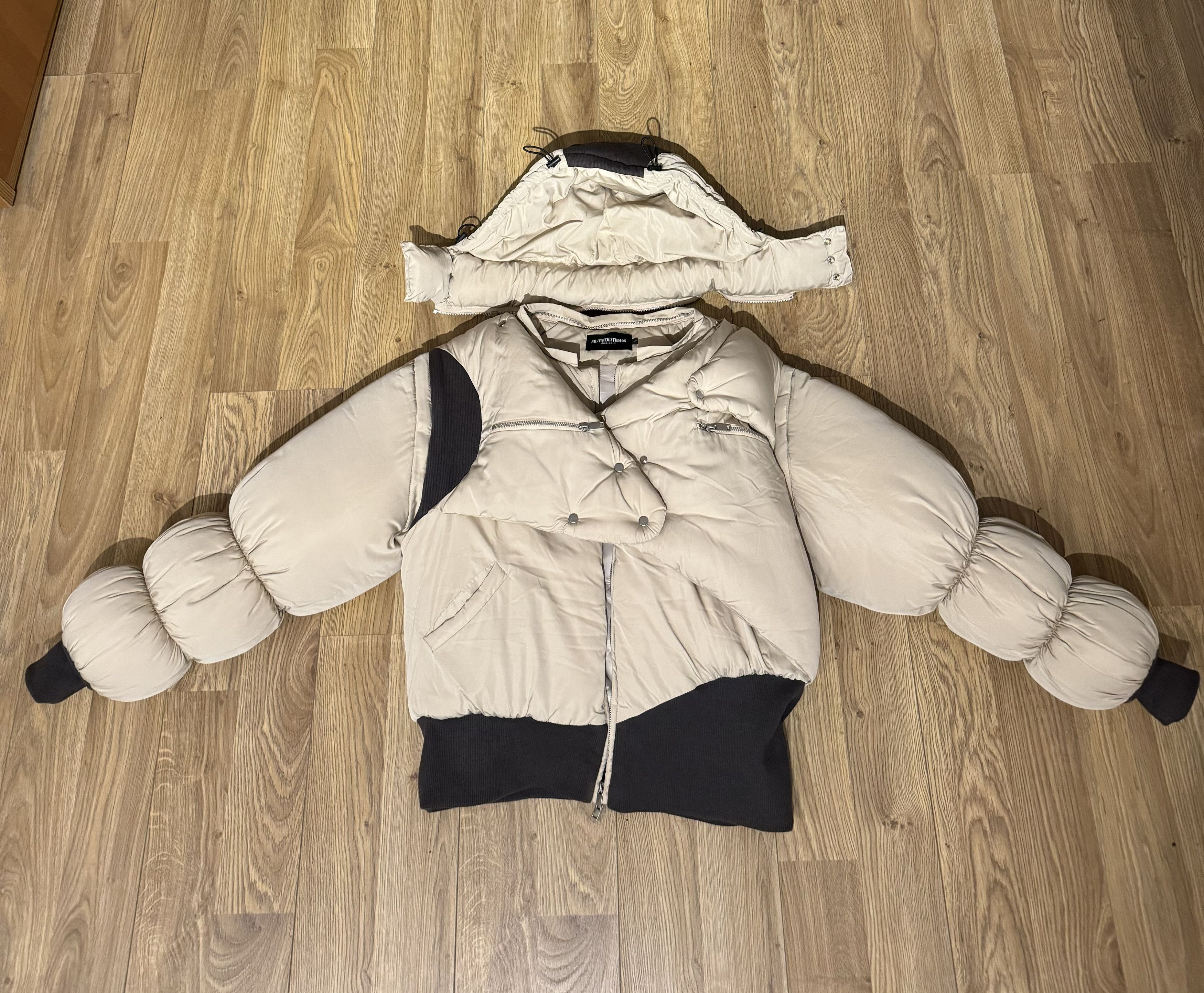 image of No Faith Studios Moon Puffer Jacket / Vest in Beige, Men's (Size Small)