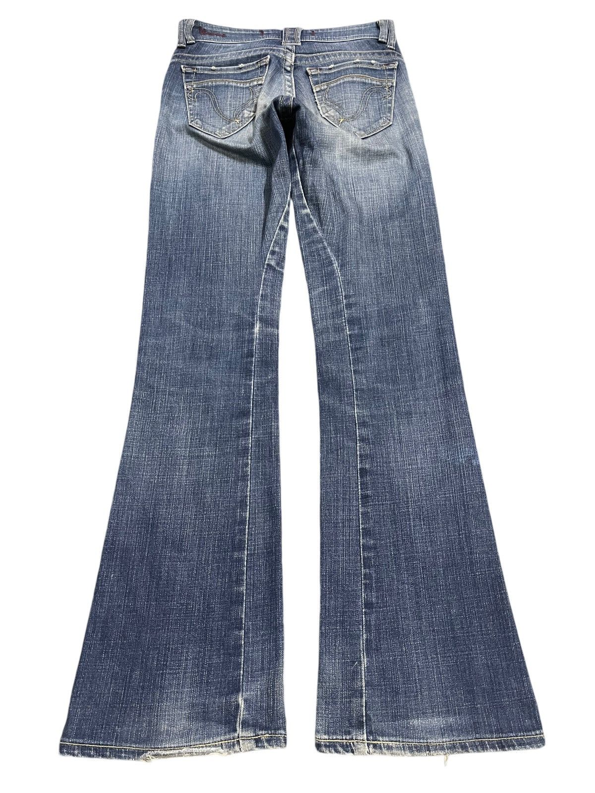 Ksubi Vintage Japanese Brand Blue Wash Distressed Bootcut Jeans Size 27" / US 4 / IT 40 - 2 Thumbnail