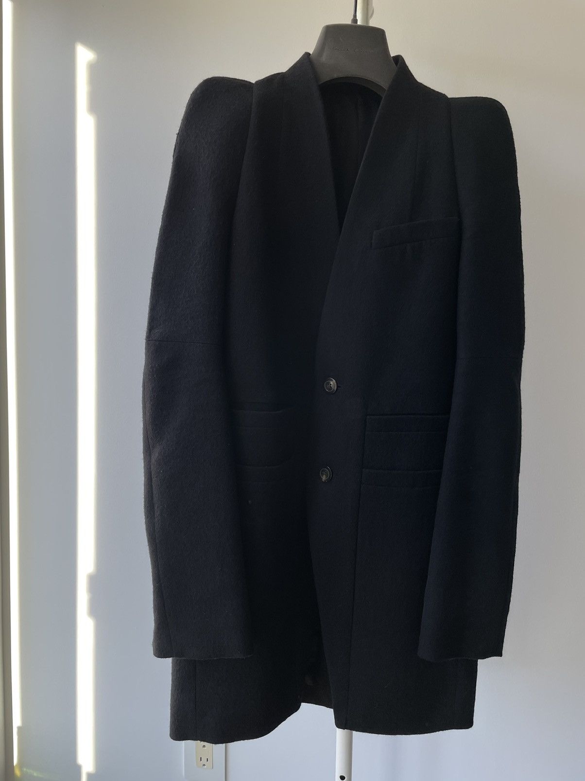 Rick Owens Rick Owens Black Wool Flannel Zionic Jacket Size XS / US 0-2 / IT 36-38 - 2 Thumbnail