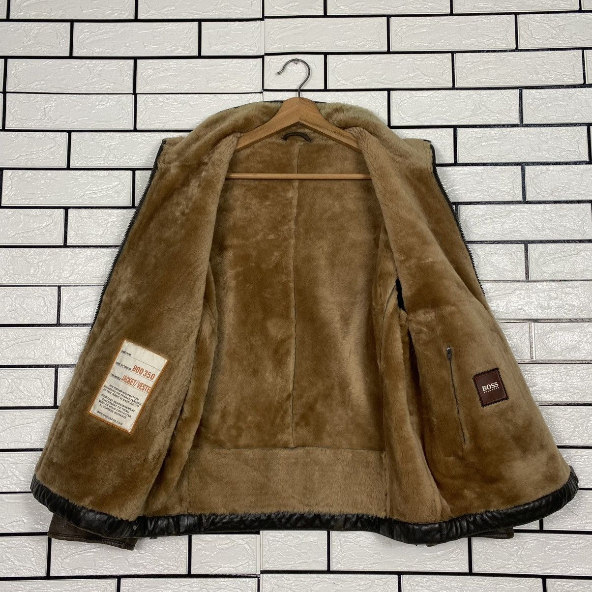 Hugo Boss 🔥VINTAGE LEATHER JACKET HUGO BOSS SHEARLING BLANKET Size US S / EU 44-46 / 1 - 16 Thumbnail