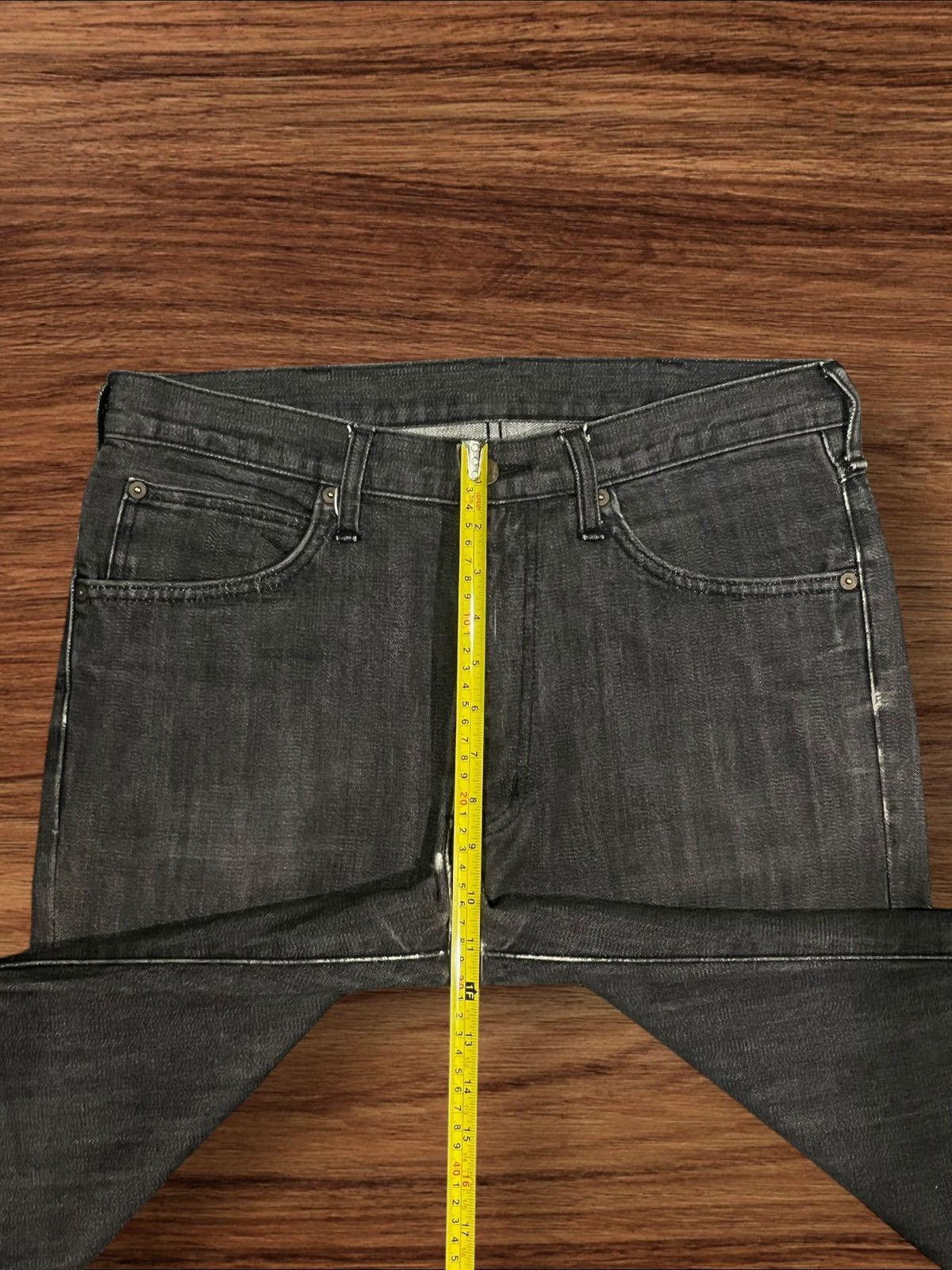 Tornado Mart Vintage Wrangler Black Washed Frayed Leg Flare Jeans Size US 33 - 14 Thumbnail
