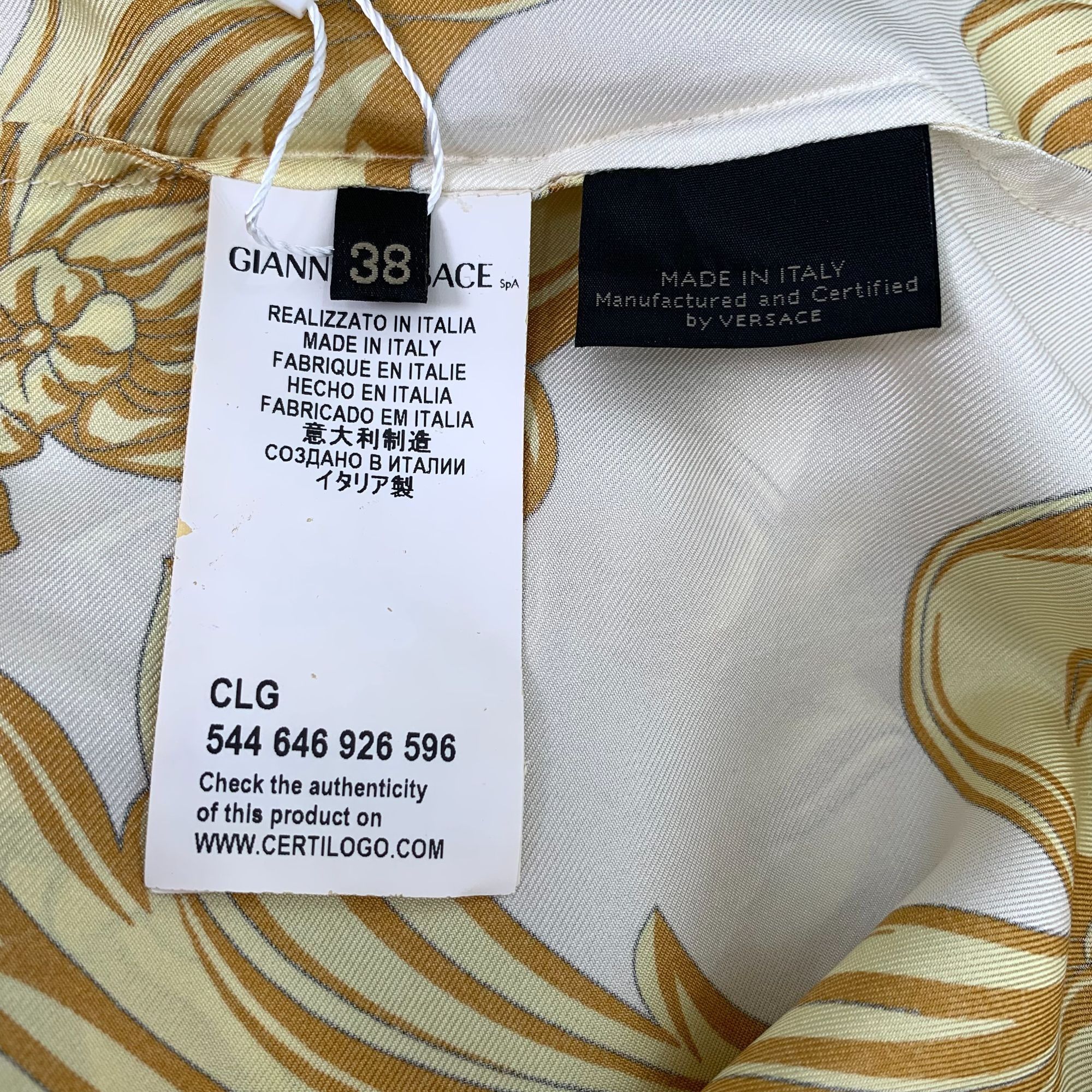 Versace Versace Baroque Print Button-Up Silk Shirt Size XS / US 0-2 / IT 36-38 - 8 Thumbnail