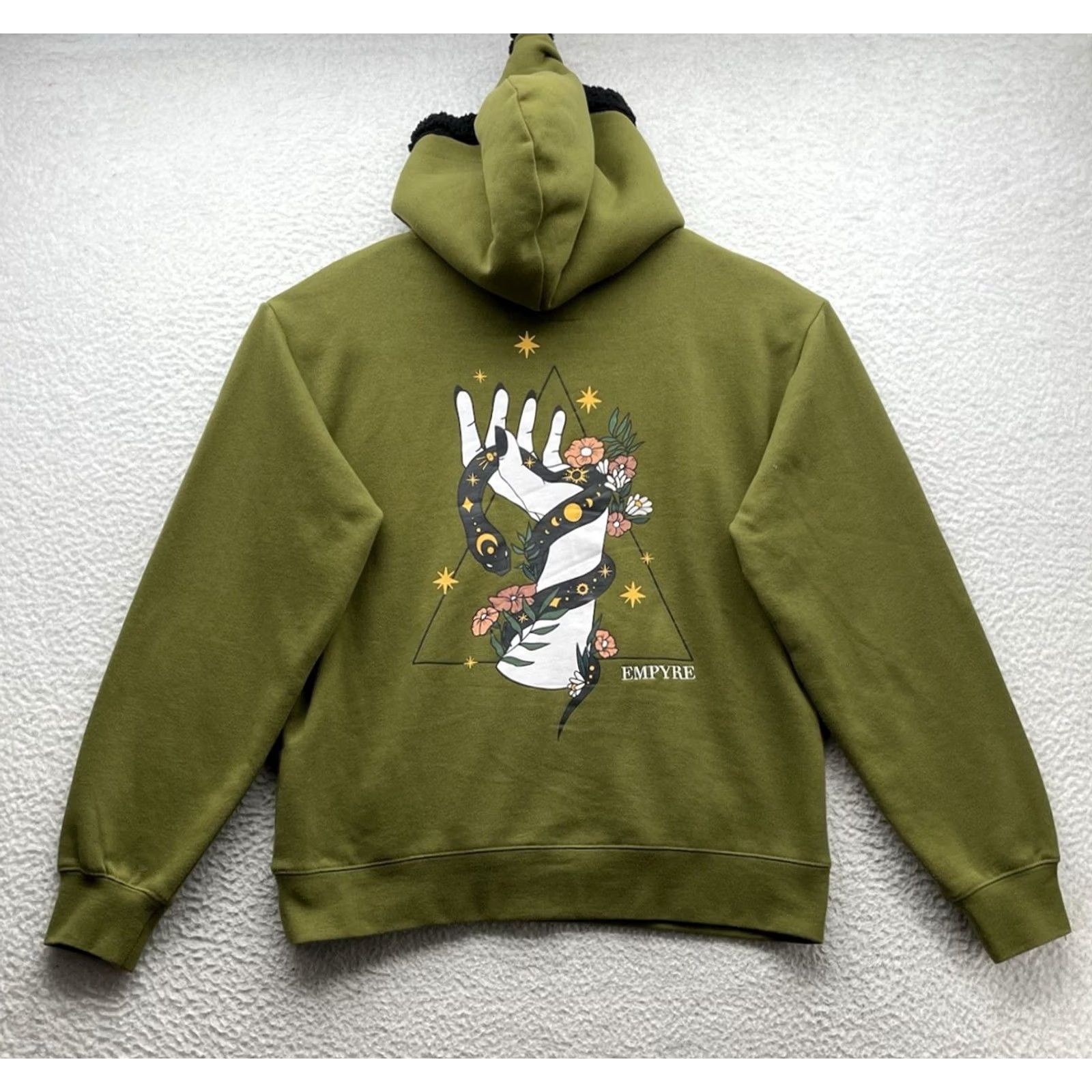 Empyre Empyre Hoodie Mens Medium Graphic Green Sweatshirt Sherpa Fleece Skater Street Size US M / EU 48-50 / 2 - 3 Thumbnail