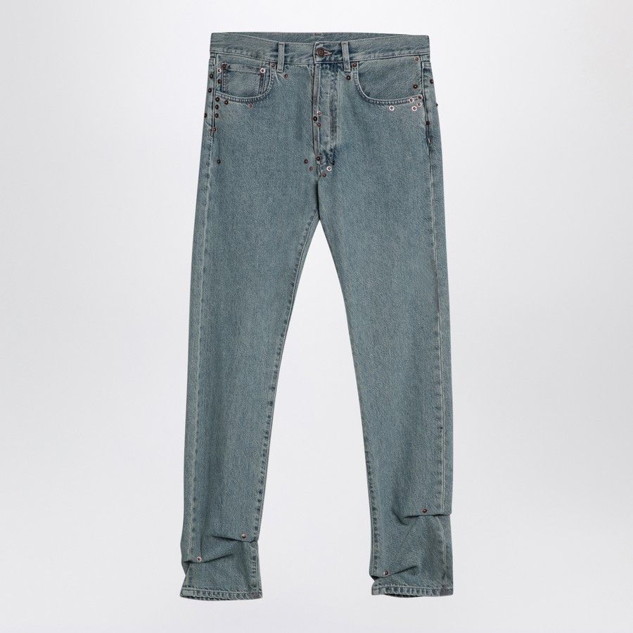 Moschino o1d2blof0924 Denim Jeans With Rivets in Light Blue Size 28" / US 6 / IT 42 - 1 Thumbnail