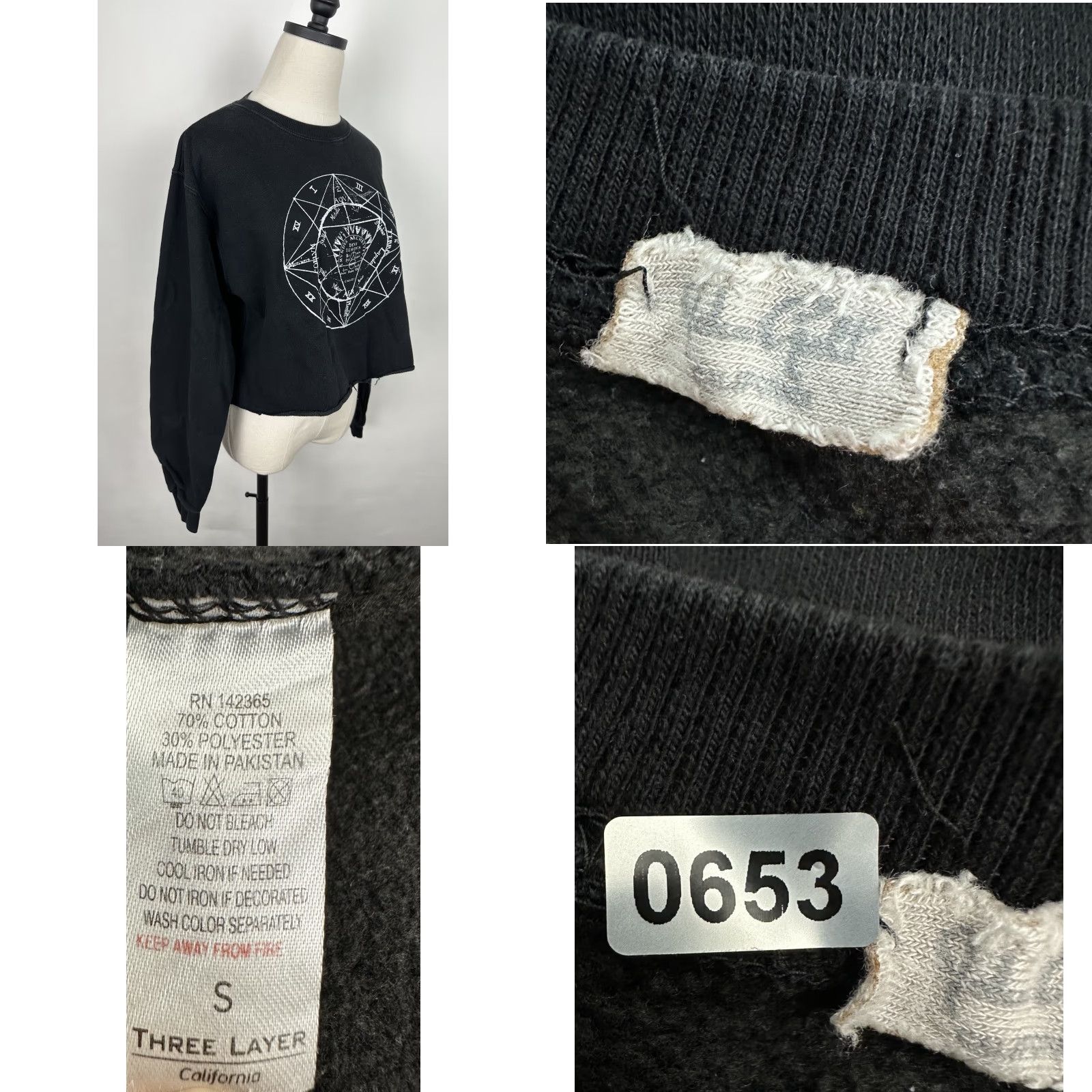 Vintage John Galt Sweatshirt Womens Small Halloween Black Cropped Raw Hem Witch Crewneck Shirt Size S / US 4 / IT 40 - 8 Thumbnail
