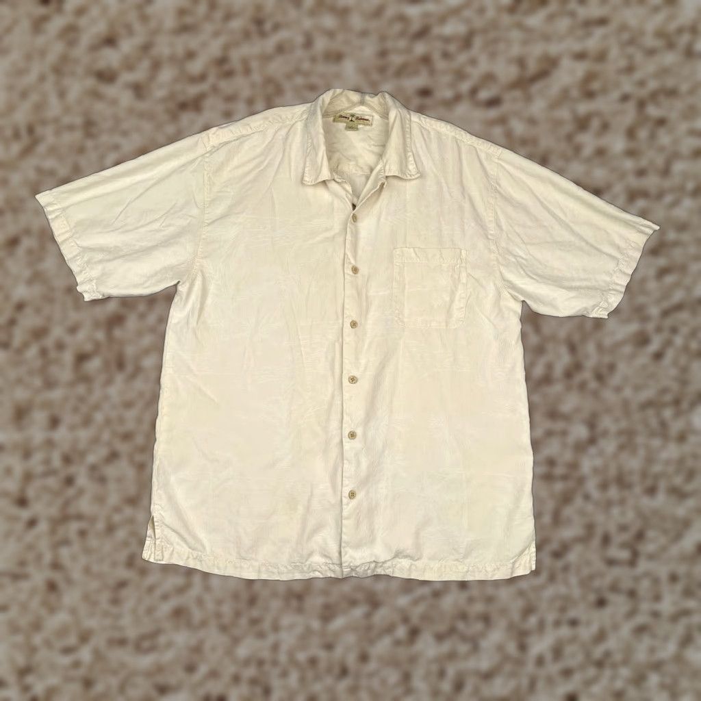Tommy Bahama Tommy Bahama Shirt Adult Large Ivory Floral Silk Button Up Embroider Hawaiian Mens Size US L / EU 52-54 / 3 - 1 Thumbnail