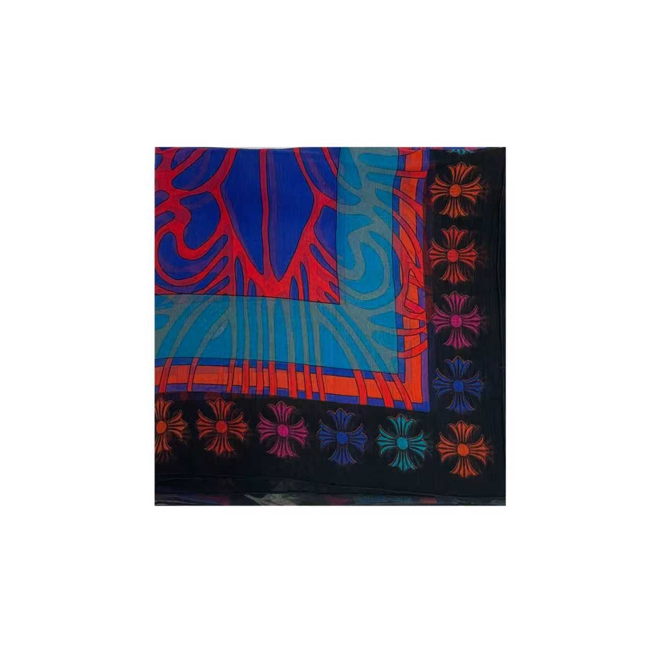 Chrome Hearts Chrome Hearts Mapplethorpe Multi-Color Cross Blue Silk Scarf Size ONE SIZE - 2 Thumbnail