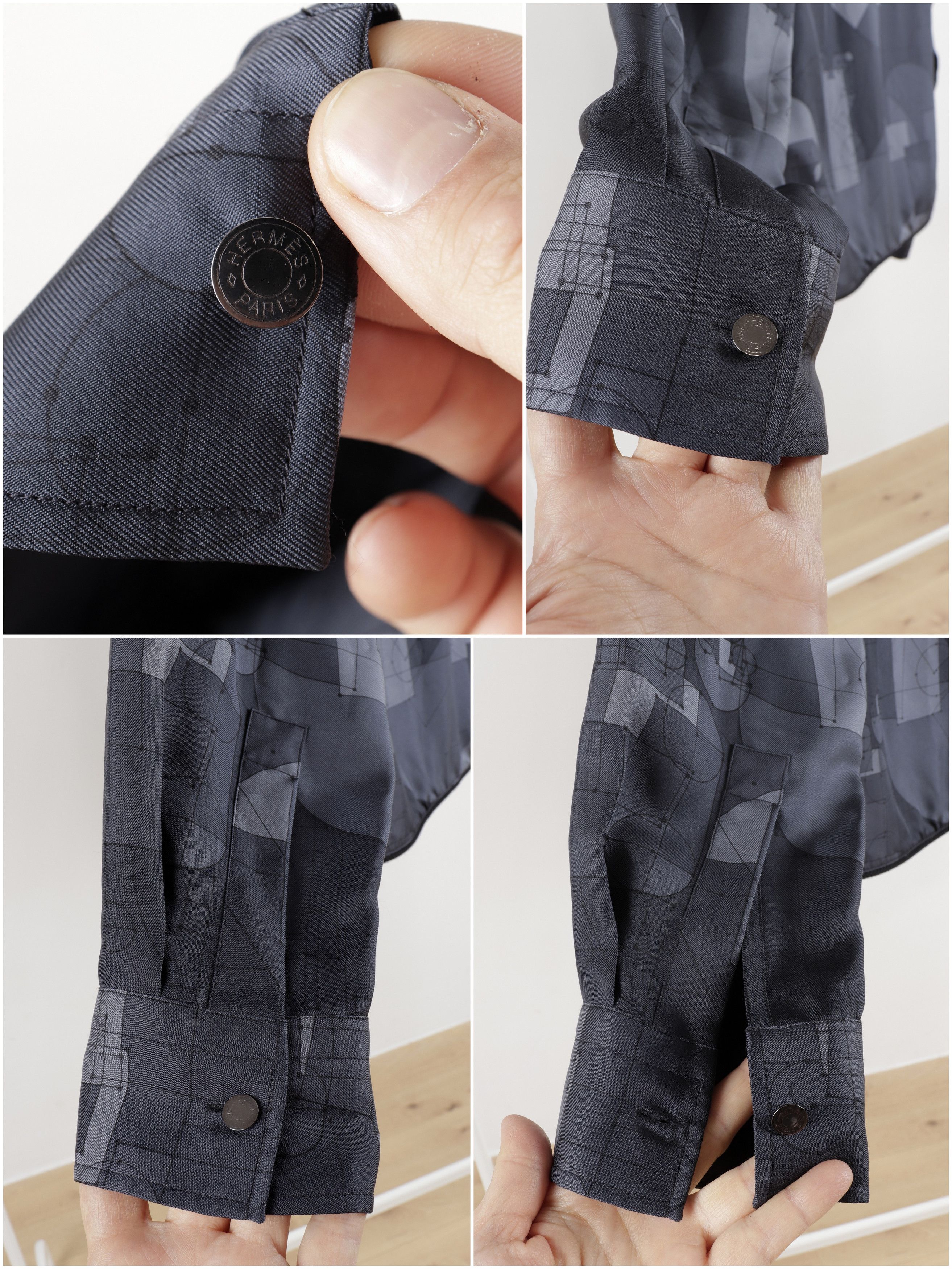Hermes Hermes Silk Grey Geometric Print Hooded Light Jacket Size US M / EU 48-50 / 2 - 7 Thumbnail