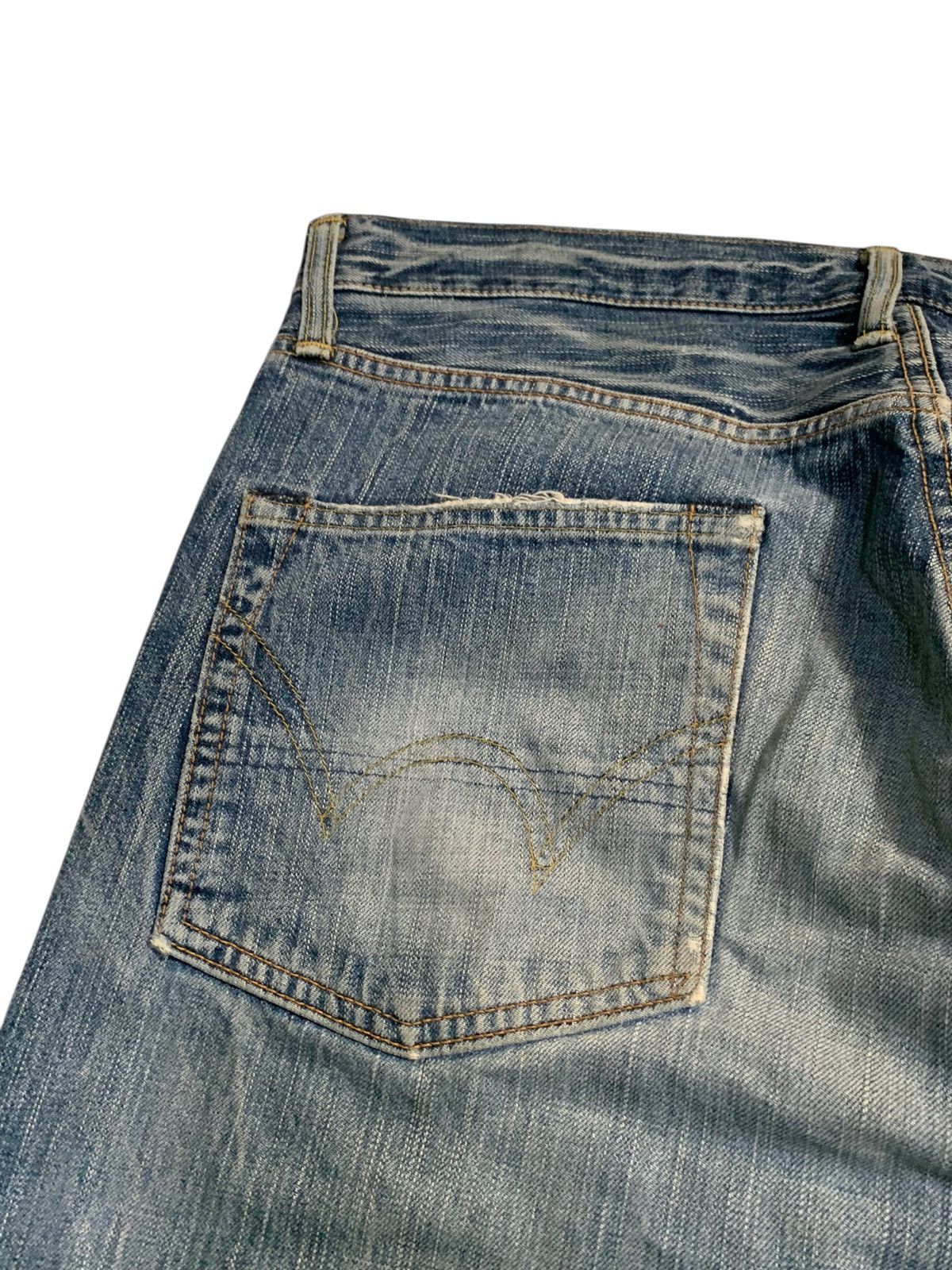 Japanese Brand VINTAGE EDWIN 505Z SELVEDGE RUSTY JAPANESE DISTRESSED DENIM Size US 35 - 13 Thumbnail