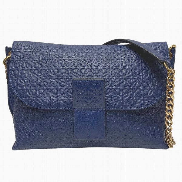 Loewe Loewe Avenue Repeat Anagram Chain Shoulder Bag Leather Shoulder Bag in Blue, Women's