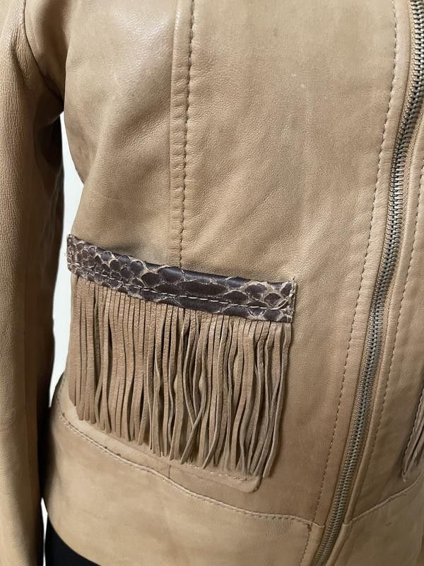 Pinko Tan genuine leather jacket brand PINKO IT sz 40 / sz S Size S / US 4 / IT 40 - 7 Thumbnail