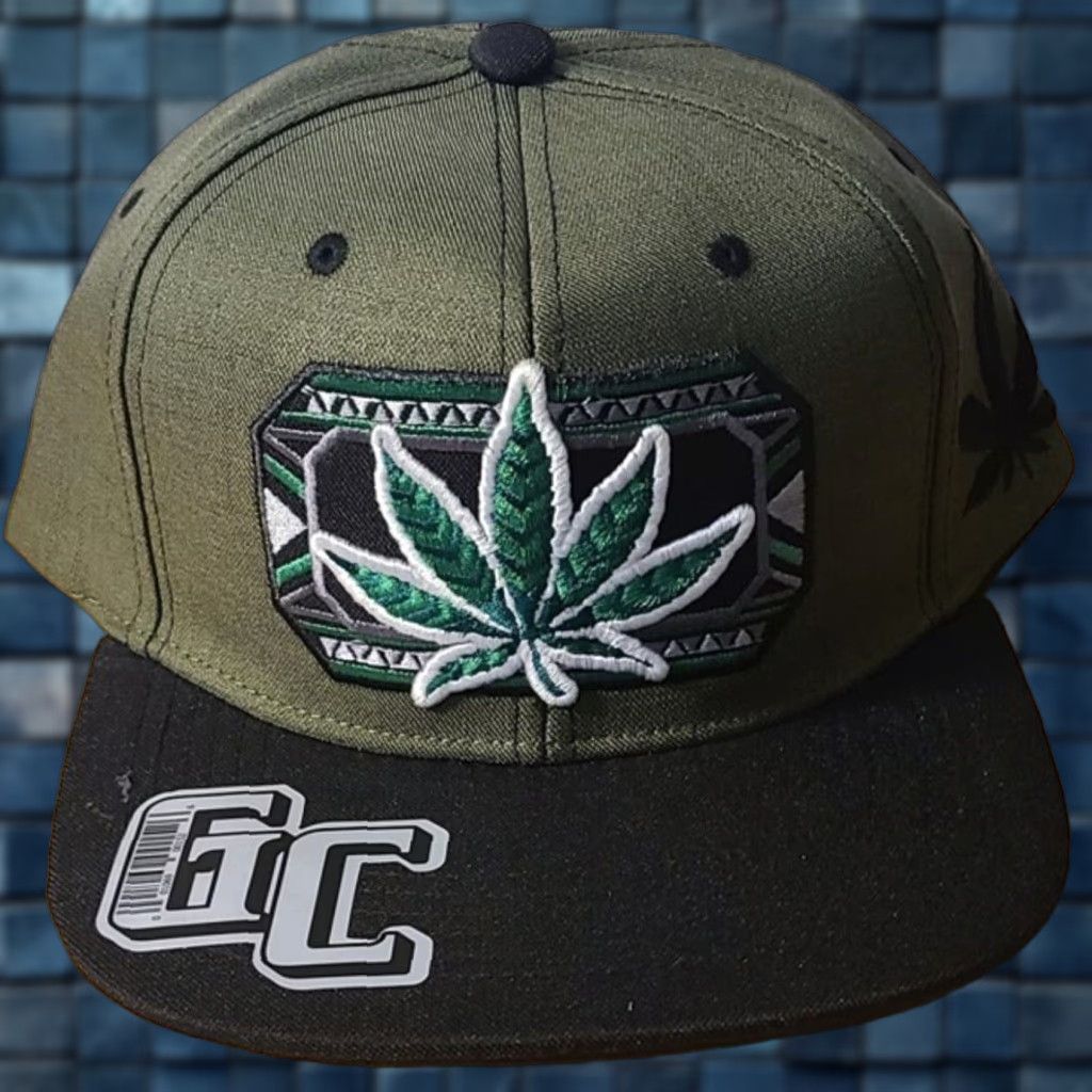 Vintage MARIJUANA LEAF WEED CANNABIS SNAPBACK BASEBALL CAP GREEN AND BLACK Size ONE SIZE - 1 Thumbnail