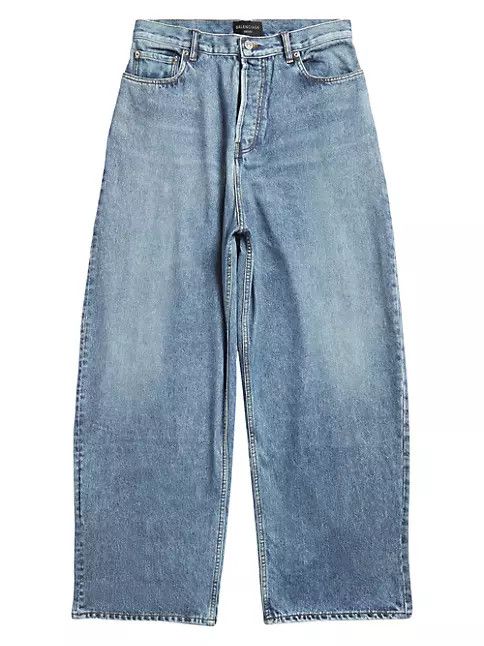Balenciaga o1mt1gz0924 Trompe L'Œil Large Baggy Jeans in Blue Size 26" / US 2 / IT 38 - 1 Thumbnail