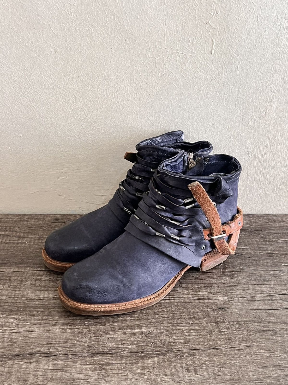 A.S.98 AS98 Midnight Nomad Distressed Wrap Boots Size US 7 / EU 40 - 1 Thumbnail