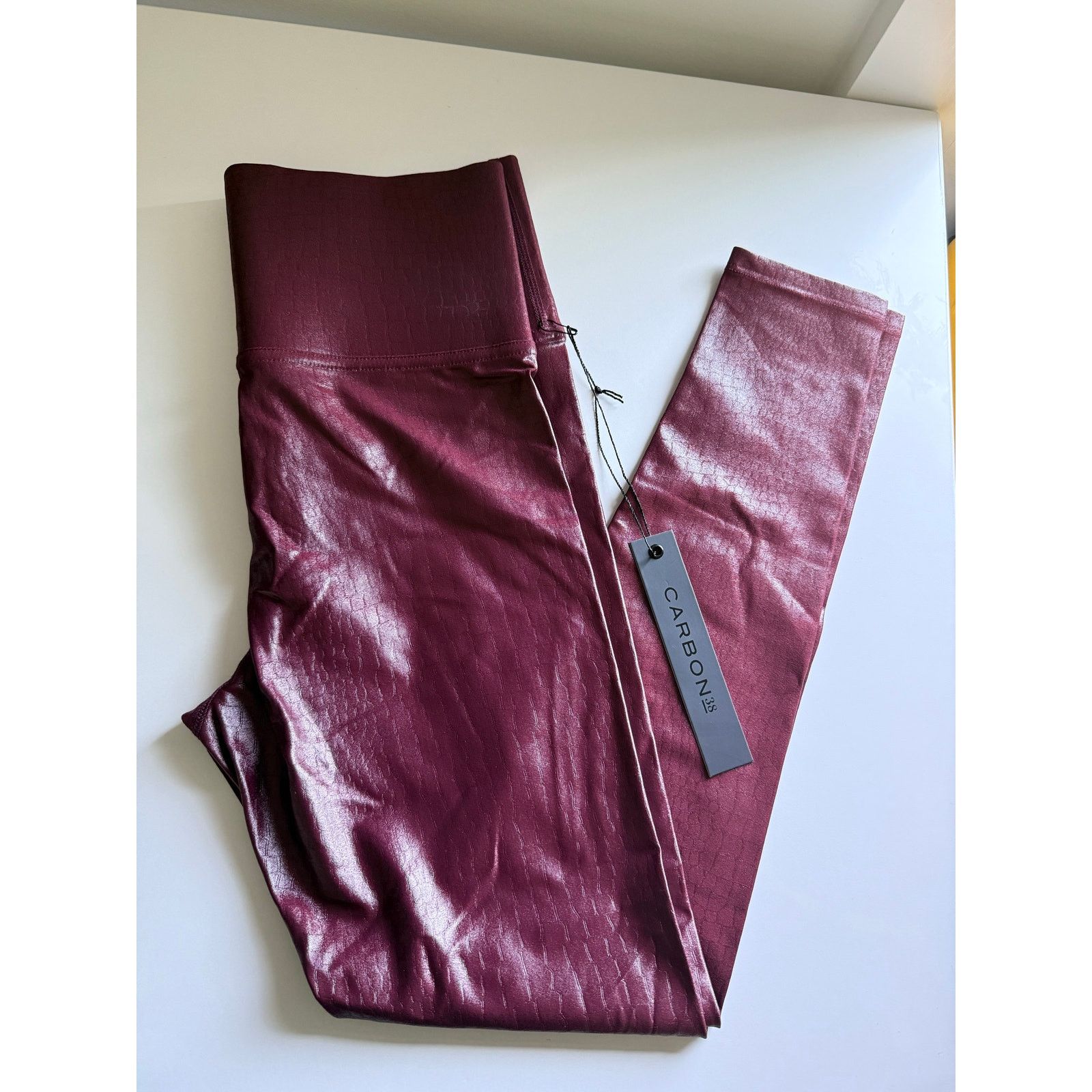 REVOLVE $128 New Carbon38 Takara Crocodile 7/8 Leggings - Small Wine Size 27" / US 4 / IT 40 - 3 Thumbnail