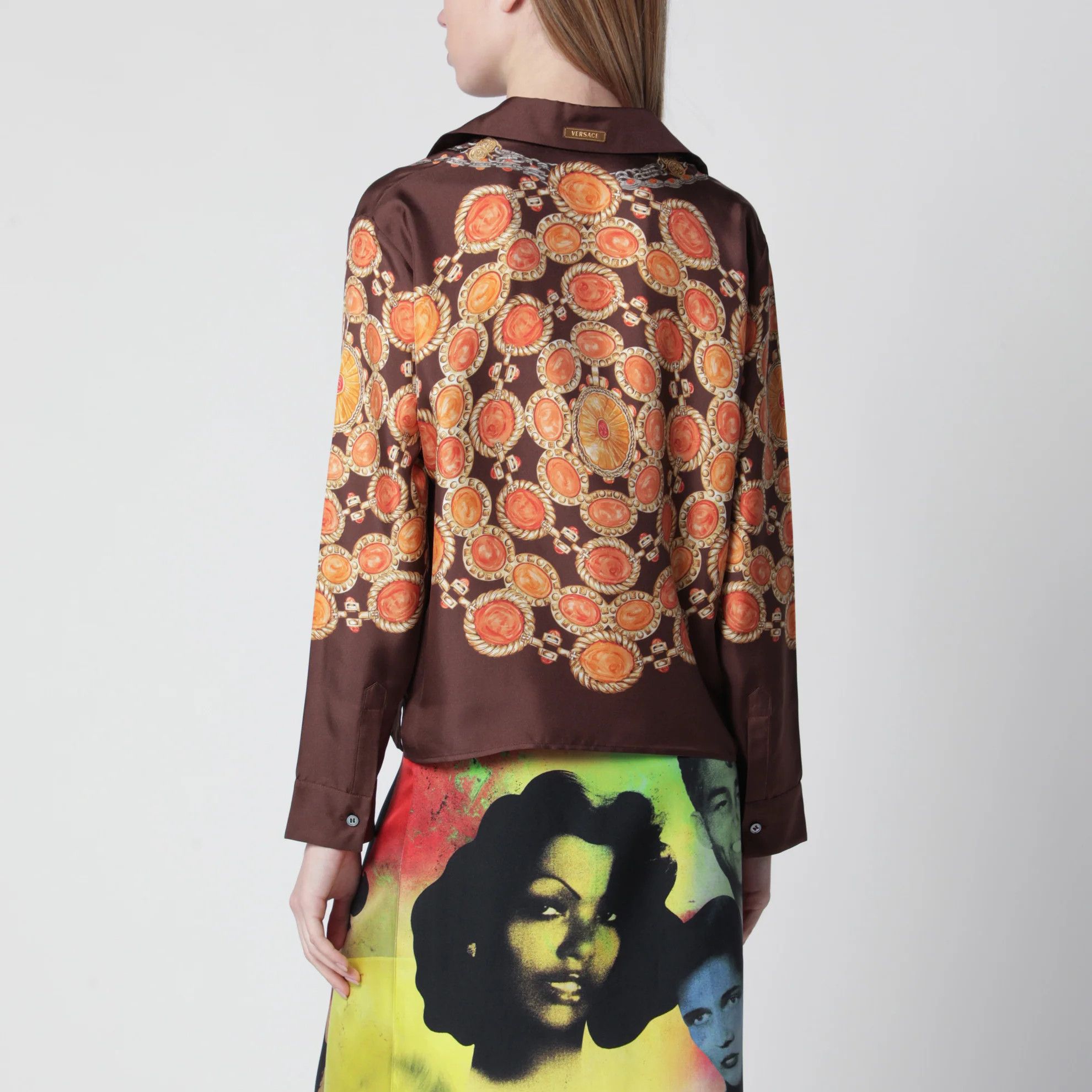 Versace o1d2blof0426 Printed Silk Twill Shirt in Multicolor Size M / US 6-8 / IT 42-44 - 3 Thumbnail
