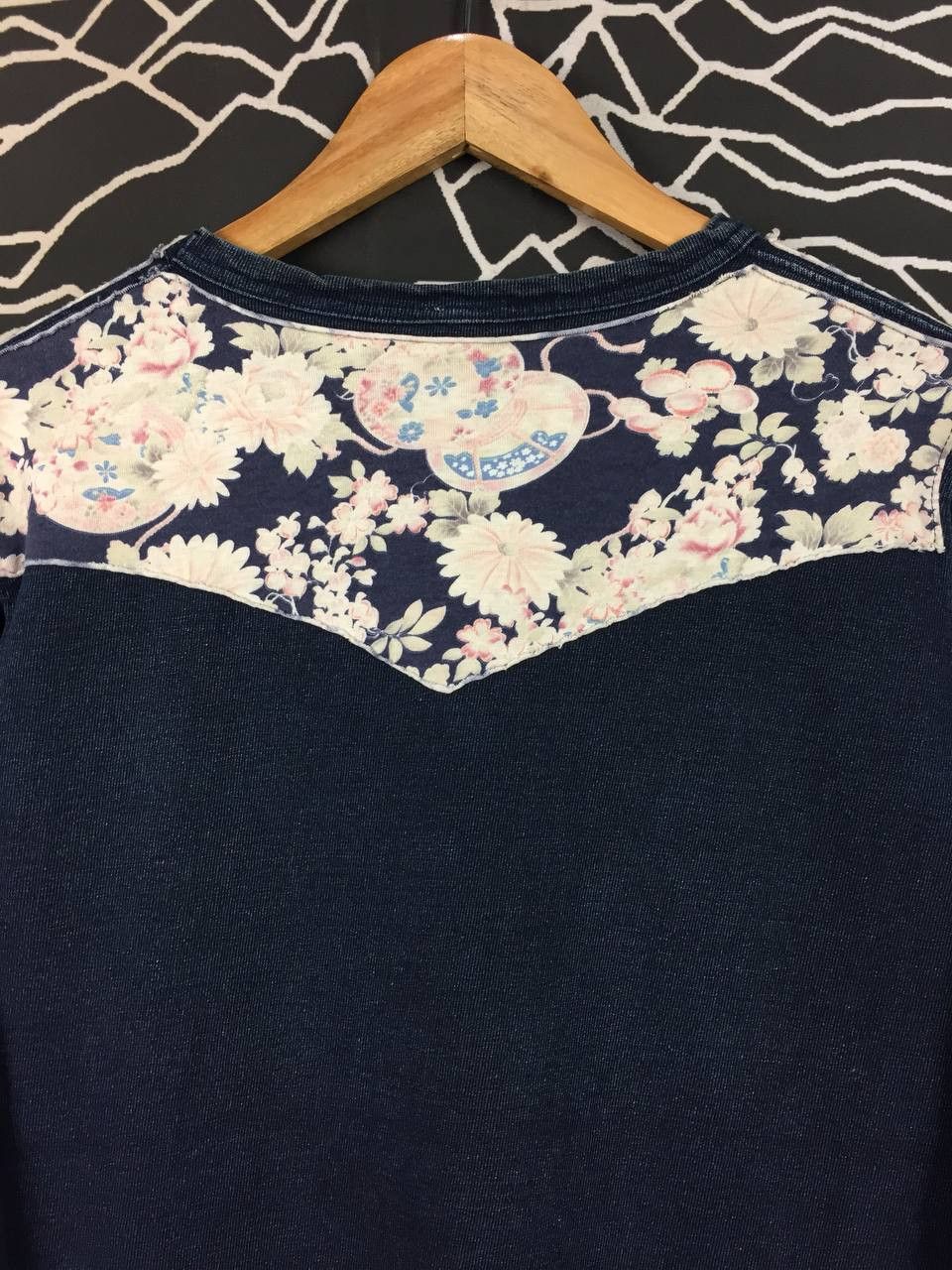 Japanese Brand Concept by Eternal Floral Patchwork Sashiko-Style Henley Tee Size US M / EU 48-50 / 2 - 8 Thumbnail