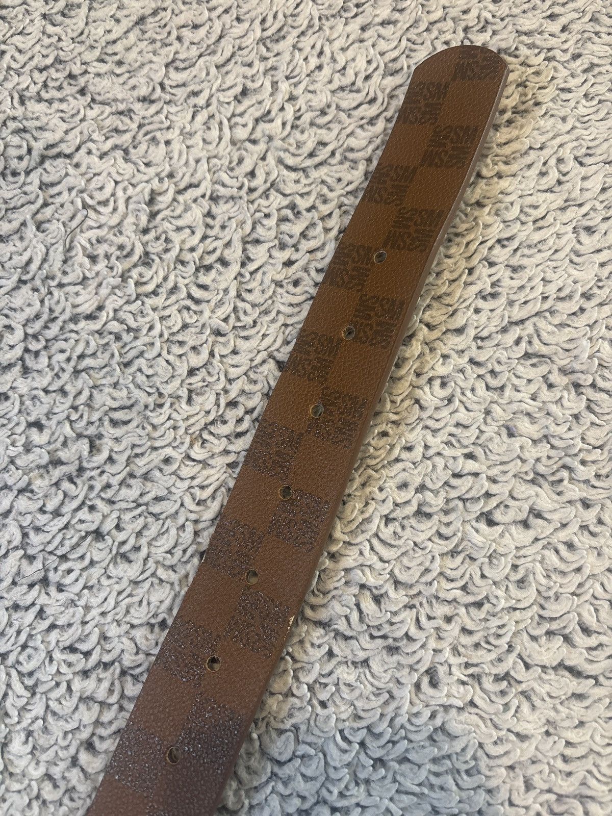 Steve Madden SM Cognac Brown Checkered Belt – Double Ring Buckle – Size L Size ONE SIZE - 4 Thumbnail