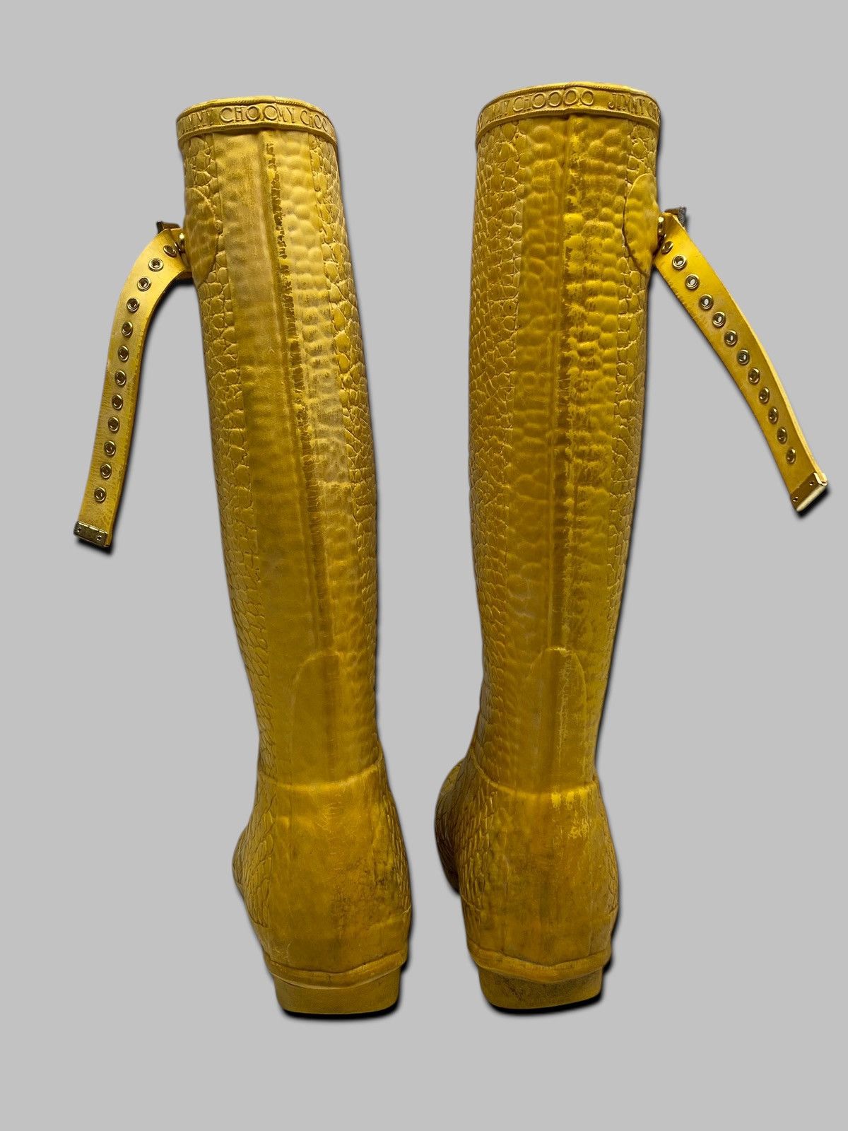 Hunter HUNTER & JIMMY CHOO Special Edition Rain Croc Yellow Boots Size US 4 / IT 34 - 2 Thumbnail