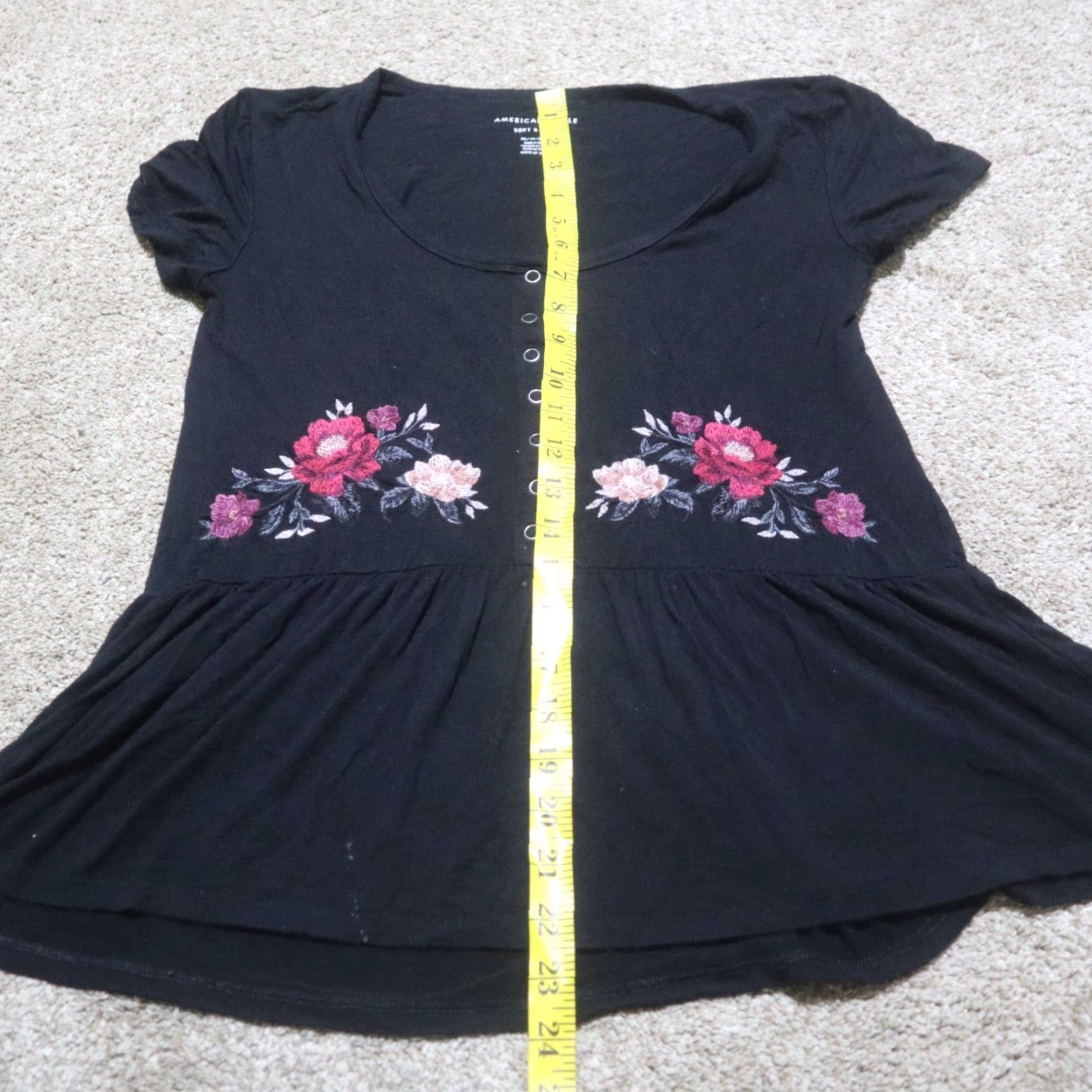 American Eagle Outfitters VINTAGE American Eagle Outfitters Shirt womens XS Black Floral Boho Peasant Ruffle Blouse Size XS / US 0-2 / IT 36-38 - 5 Thumbnail