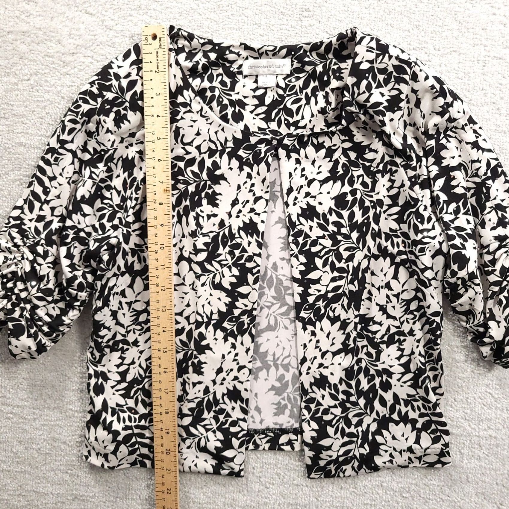 Vintage Christopher & Banks Top Womens 8 Lightweight Floral Open Front Cardigan Size Size M / US 6-8 / IT 42-44 - 4 Thumbnail