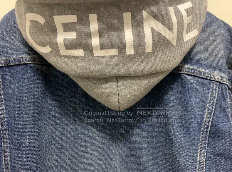 Celine CELINE Blue Washed Distressed Hooded Printed Denim Jacket Size US M / EU 48-50 / 2 - 5 Thumbnail