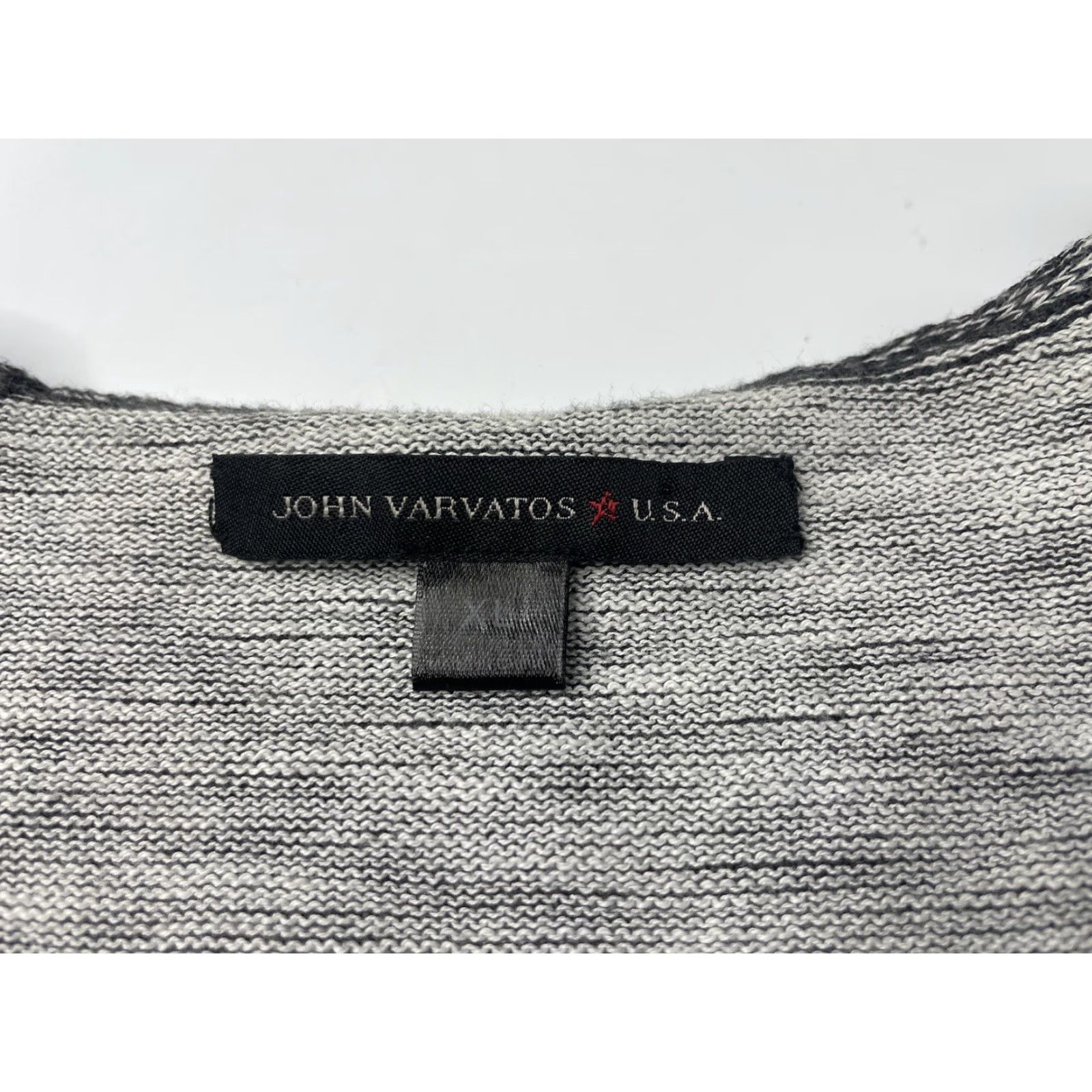 John Varvatos John Varvatos Sweater Knit V-Neck Gray Heathered Cotton Slim Pullover XL Men Casual Modern Size US XL / EU 56 / 4 - 3 Thumbnail