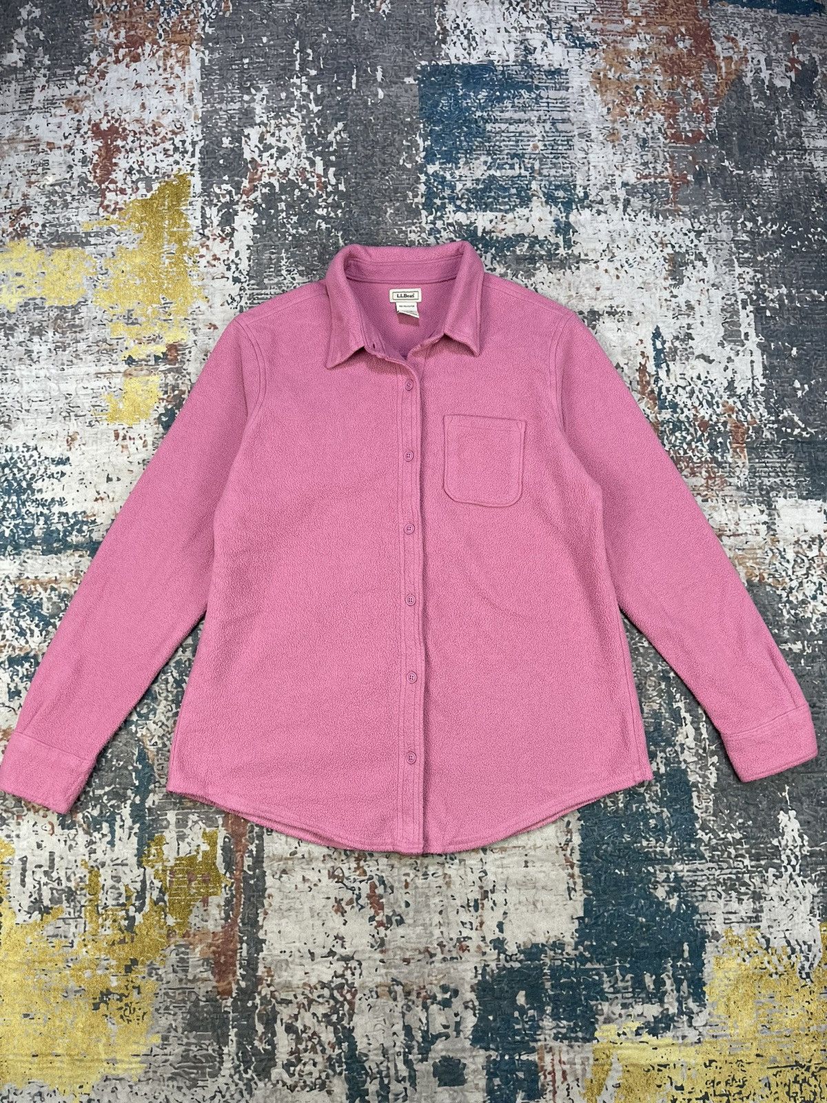 L.L. Bean LL Bean Long Sleeve Button Up Pink Fleece Over Shirt Size US S / EU 44-46 / 1 - 1 Thumbnail