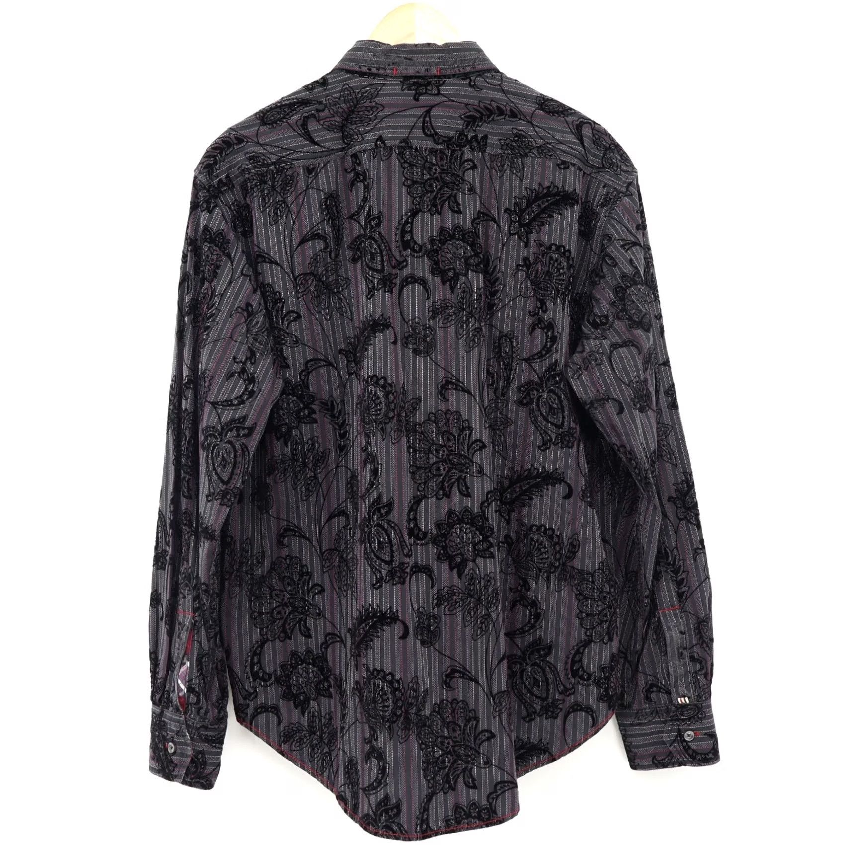 Velvet Vintage Italia Shirt XL Black Floral Velvet Button-Up Long Sleeve Men’s Button-Down Shirt Size US XL / EU 56 / 4 - 2 Thumbnail