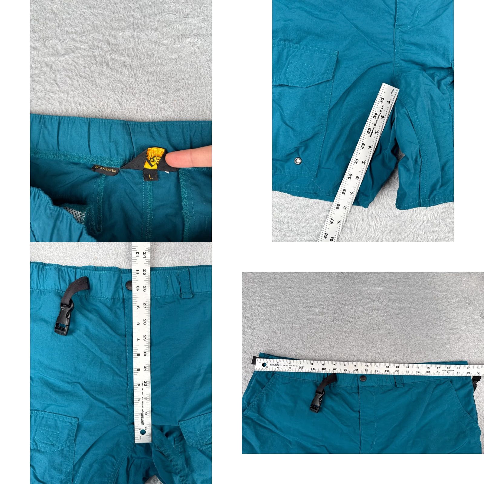 Vintage REI Men Shorts Cargo Belted 40x7 Blue Nylon Cotton 100% Hiking Camping Casual Travel Regular Inseam 7 in Pockets Logo Size US 33 - 8 Thumbnail