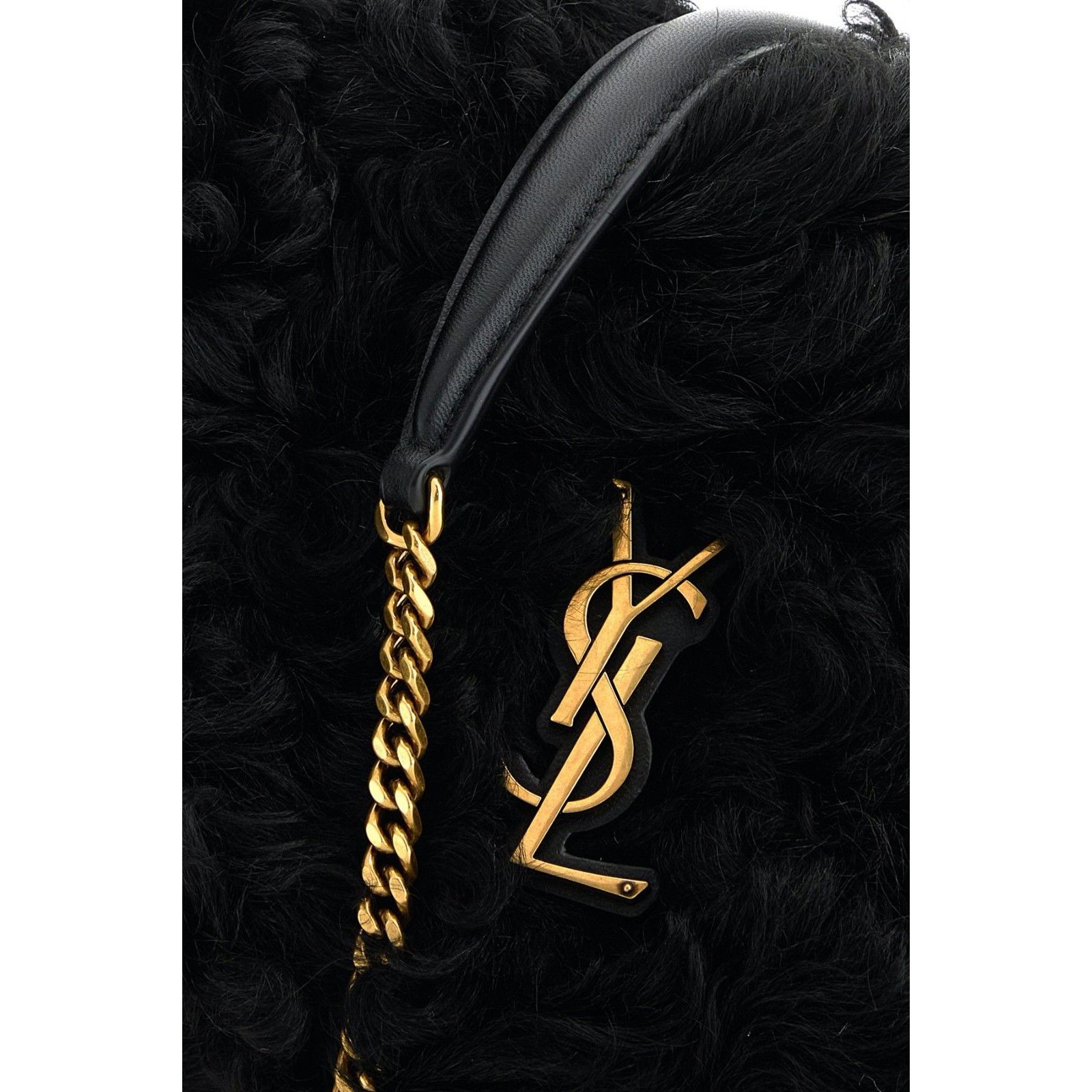 Saint Laurent Paris SAINT LAURENT Jamie Medium Black Shearling Shoulder Bag New Size ONE SIZE - 4 Thumbnail