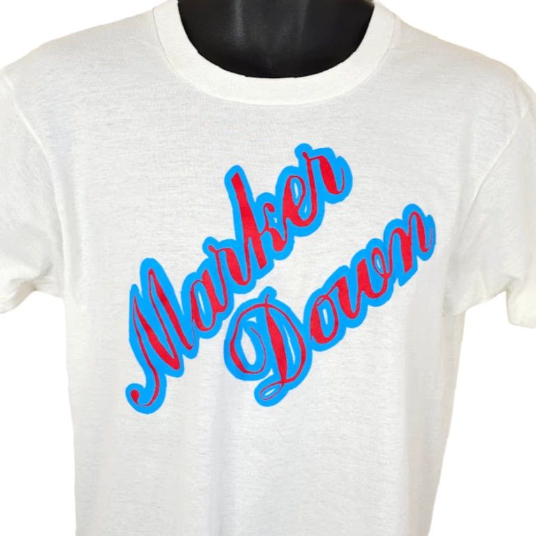 Vintage VINTAGE Marker Down T Shirt Mens Size Medium White 80s Las Vegas Bar Made In USA Size US M / EU 48-50 / 2 - 2 Thumbnail