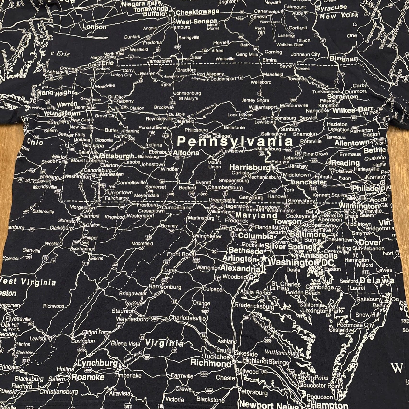 Vintage Pennsylvania Map T-Shirt XL Blue Men's Shirt All-Over Print Size US XL / EU 56 / 4 - 7 Thumbnail